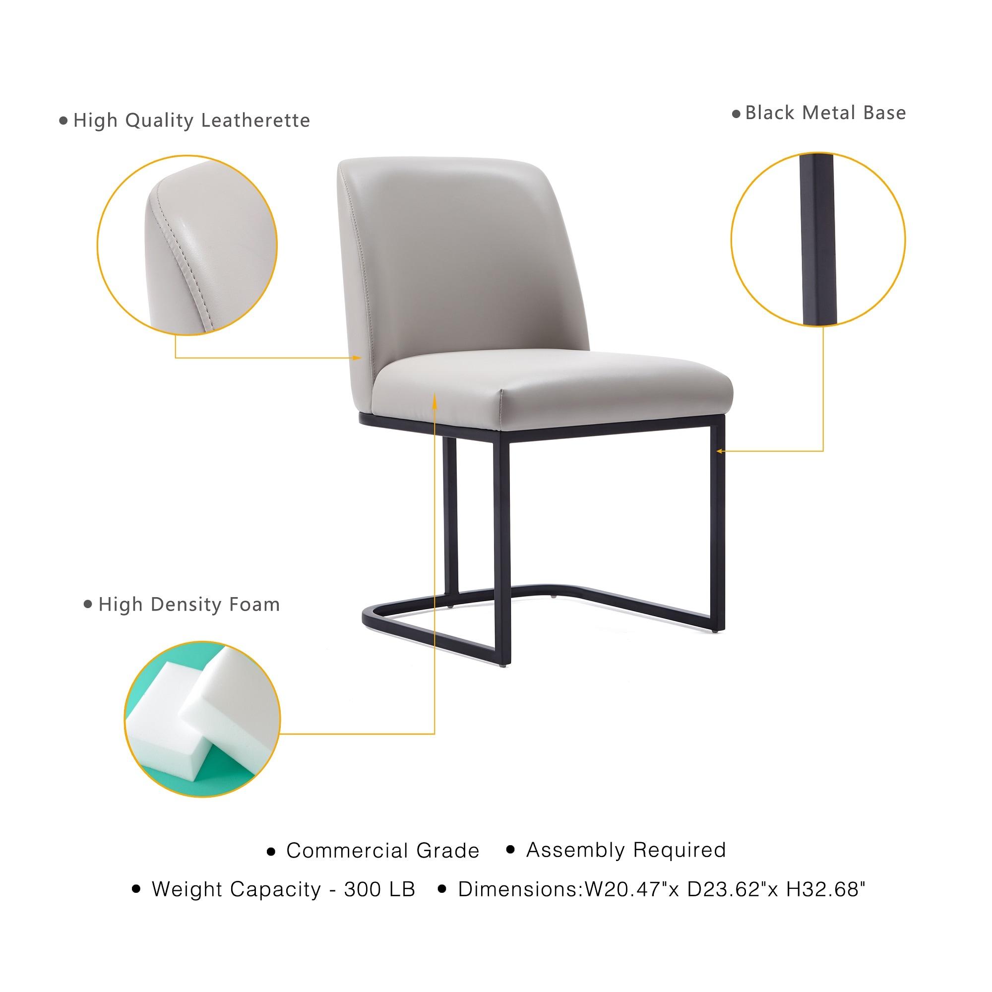 Set of 8 Serena Modern Leatherette Upholstered Dining Chair Set Light Gray - Manhattan Comfort: Ergonomic Design, Steel Legs, Foam-Filled
