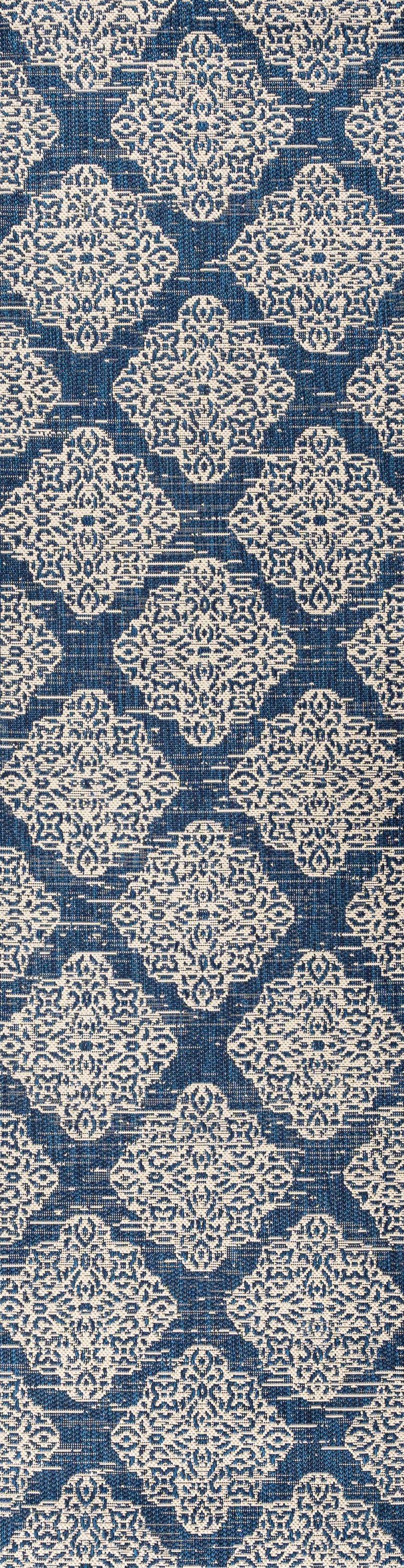 JONATHAN Y SMB121A-28 Tuscany Ornate Medallions Navy/Beige 2 ft. x 8 ft. Indoor/Outdoor Runner Rug, Casual, Pet Friendly, Stain Resistant, Easy to Clean, for Patio, Living Room; Kitchen, Bedroom