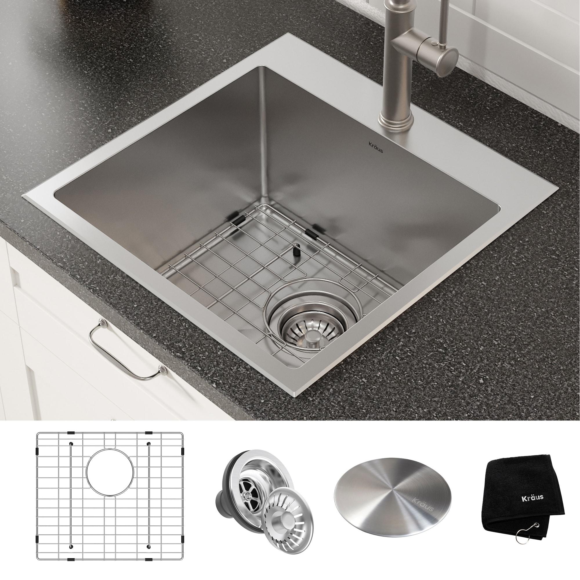 KRAUS Standart PRO Drop In 16 Gauge Bar Stainless Steel Kitchen Sink