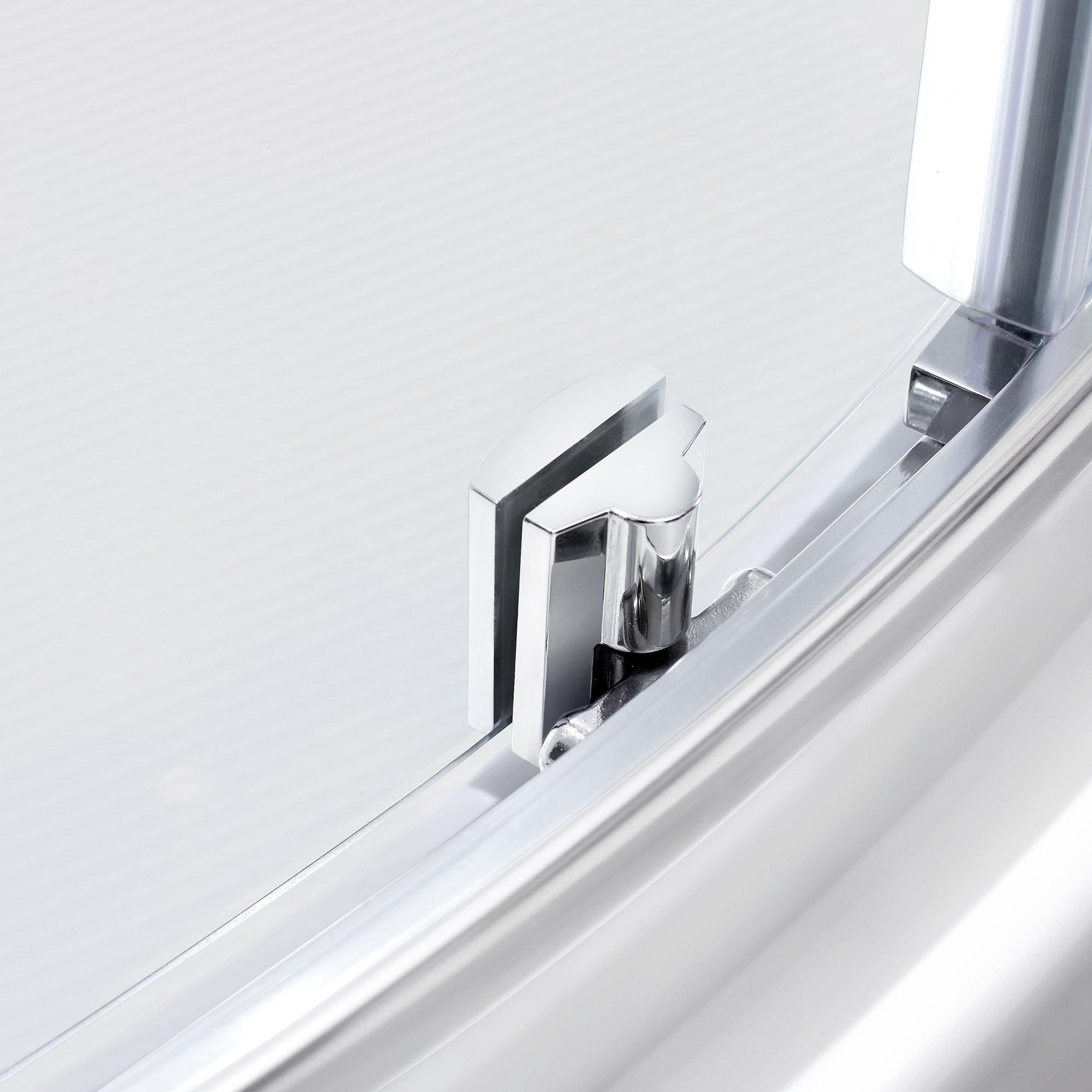 OVE Decors Breeze 40 in. Framed Round Shower Kit w/ Frosted Glass, Base, Wall in Chrome Finish