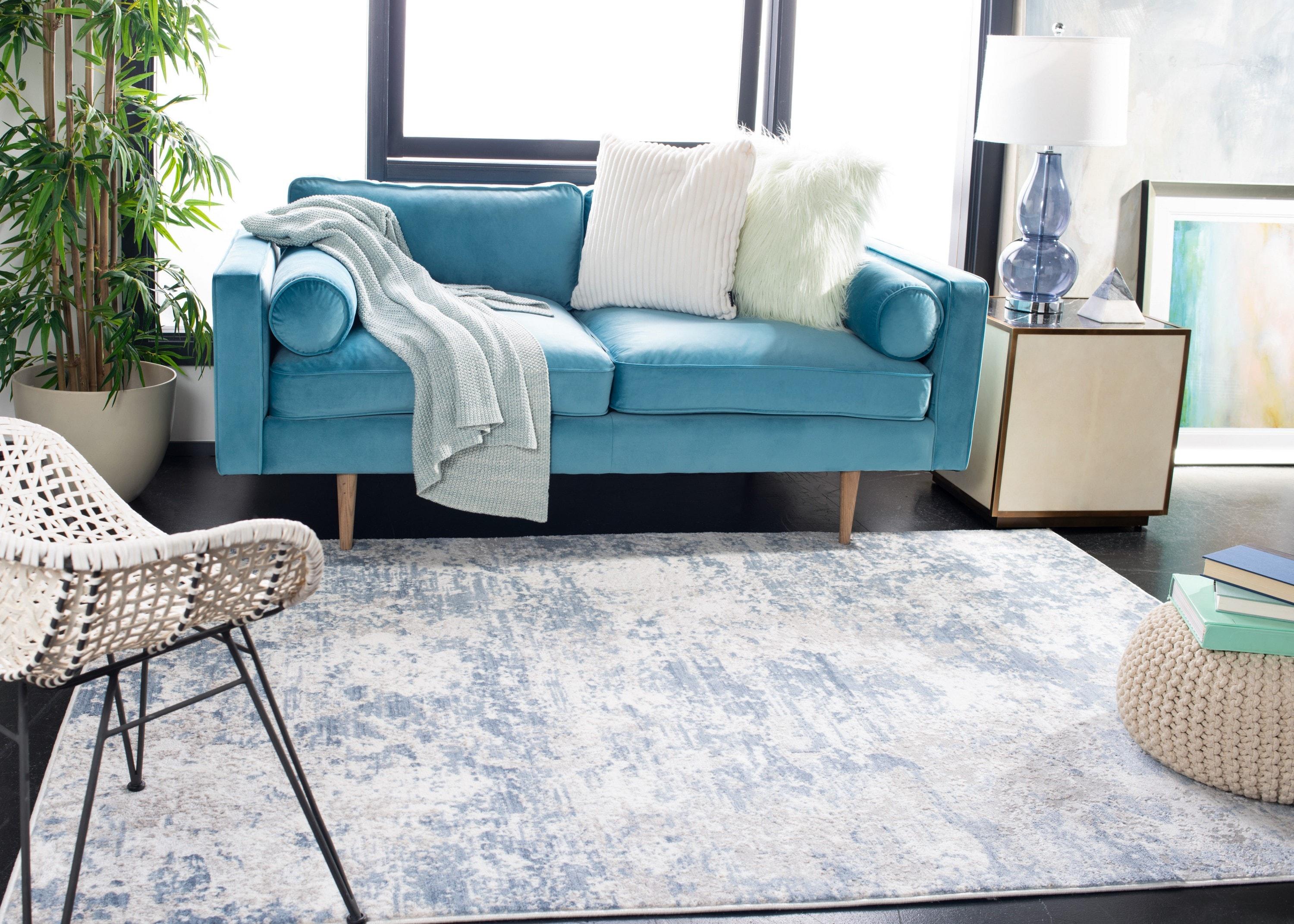 Amelia Gray/Blue 9 ft. x 12 ft. Abstract Area Rug