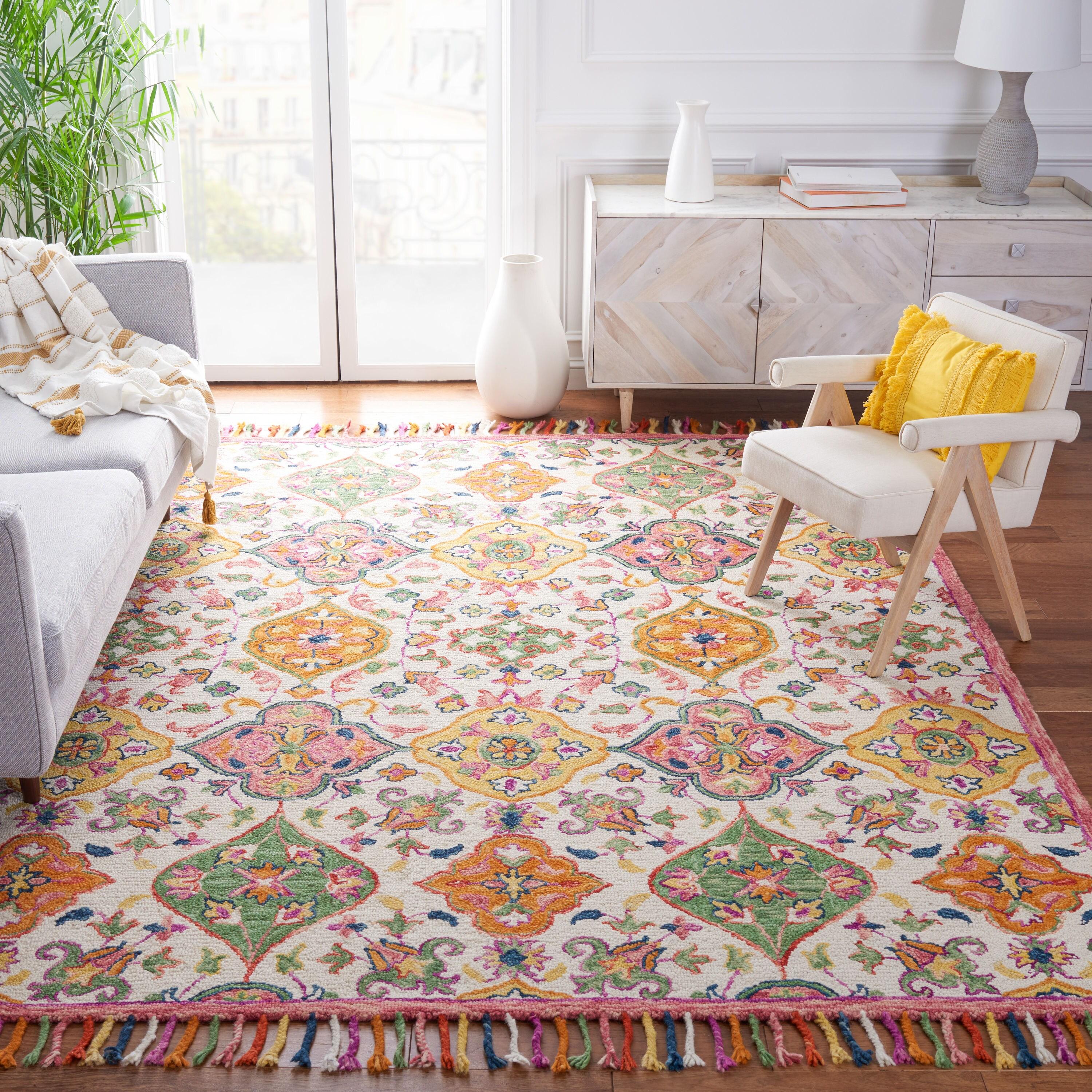 Blossom BLM456 Hand Tufted Area Rug - Ivory/Multi - 4'x6' - Safavieh.