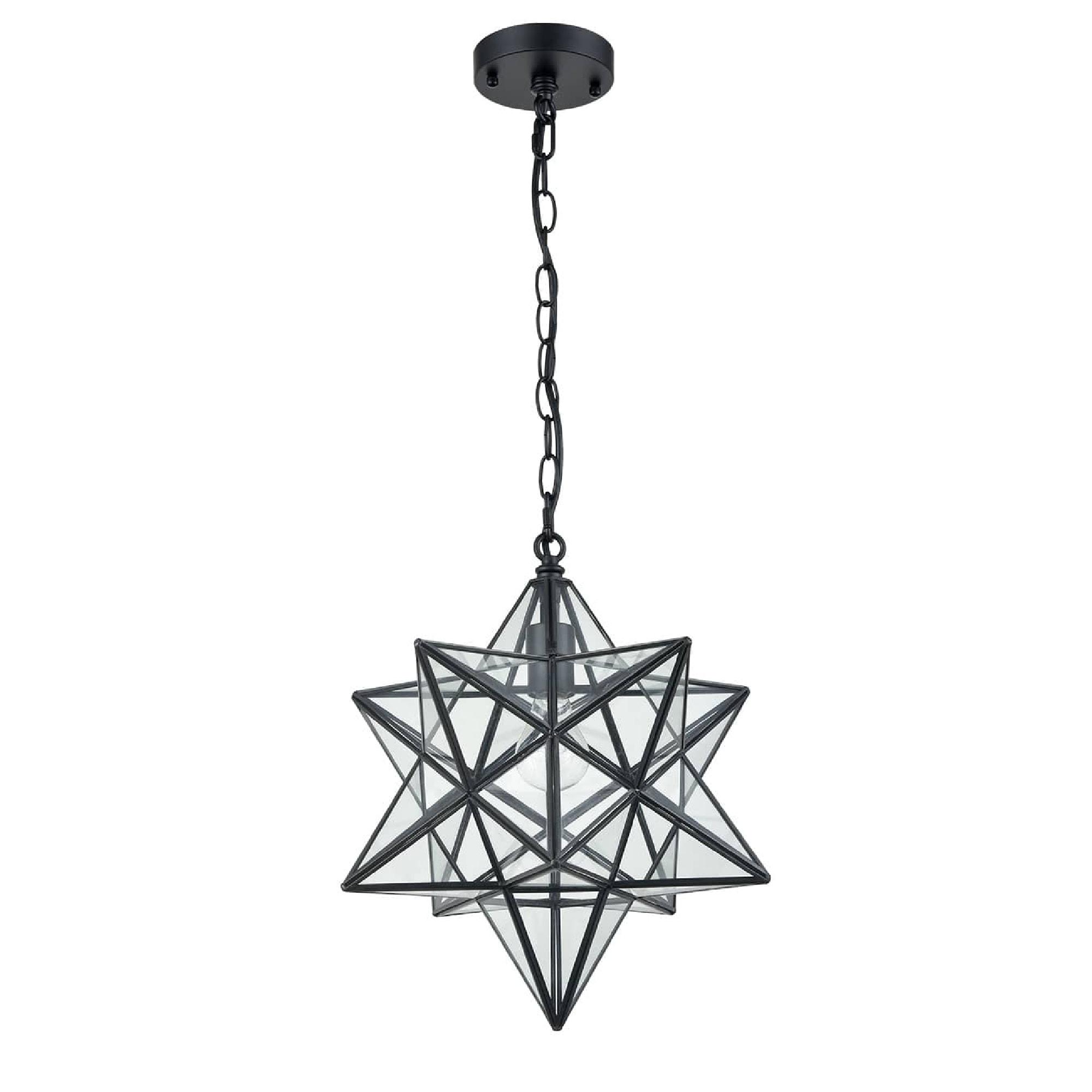 Geometric Black and Clear Glass Star Pendant Light