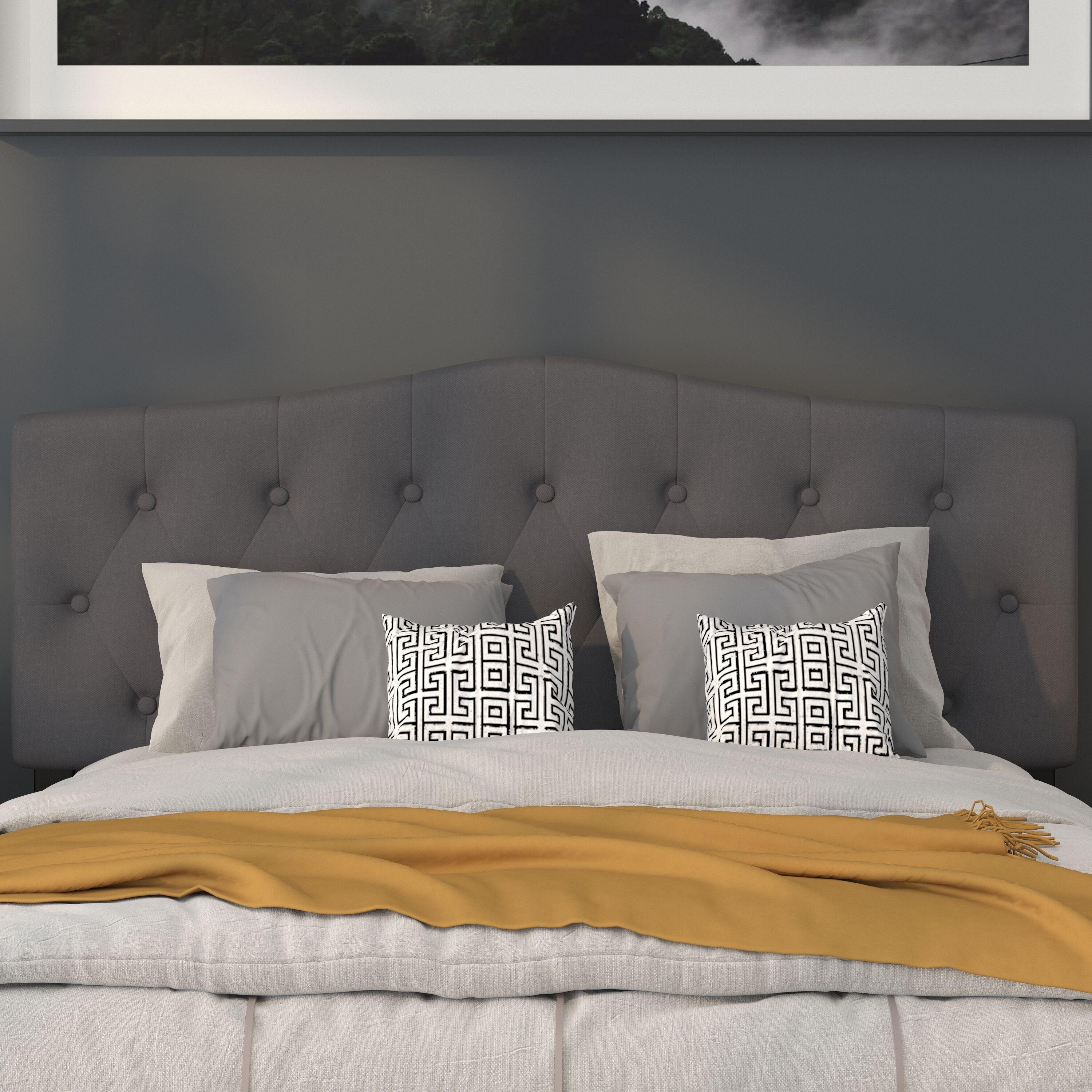 Flash Furniture Cambridge Tufted Upholstered Queen Size Headboard in Dark Gray Fabric