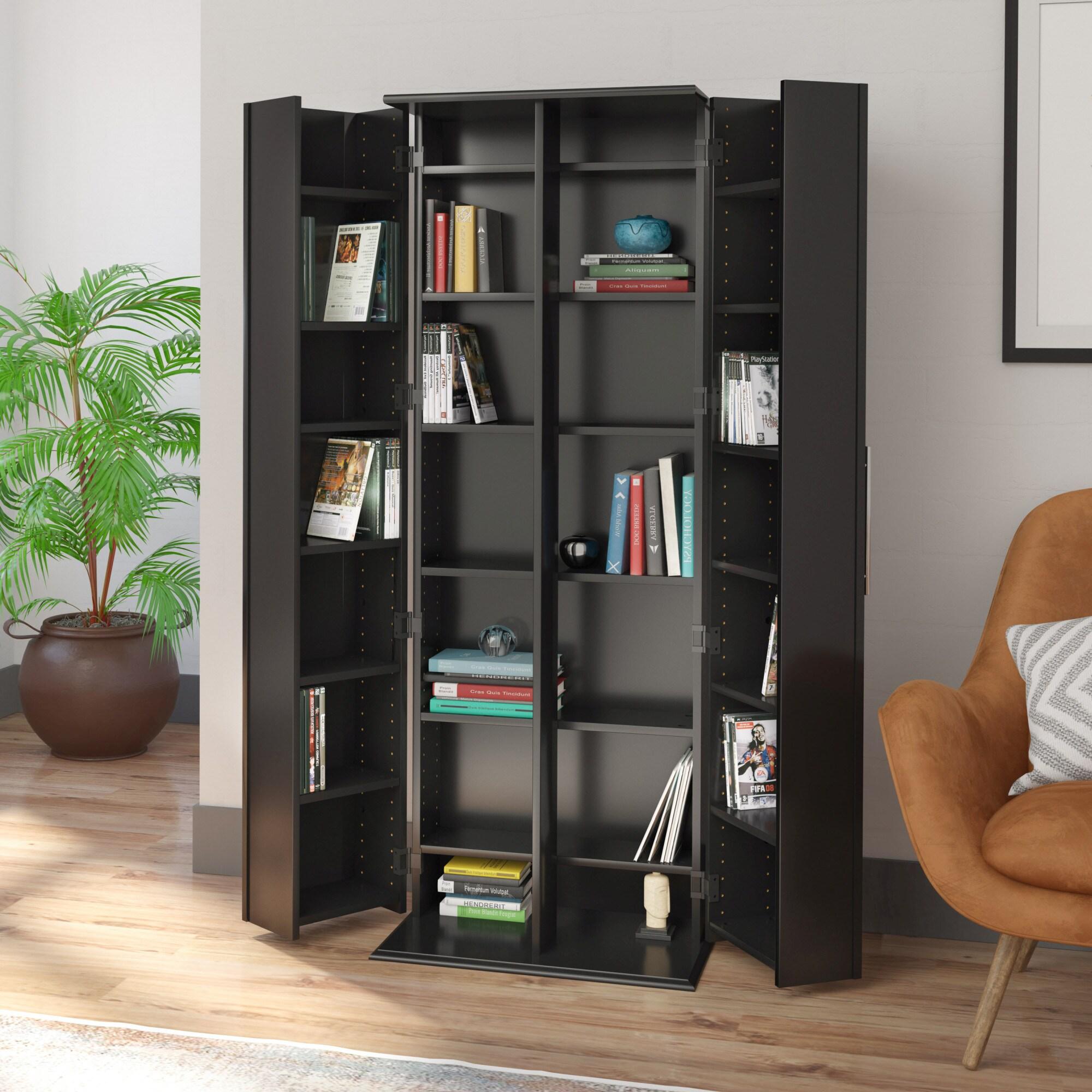 Black Grande Locking Media Storage Cabinet with Shaker Doors (Box 1 of 2)