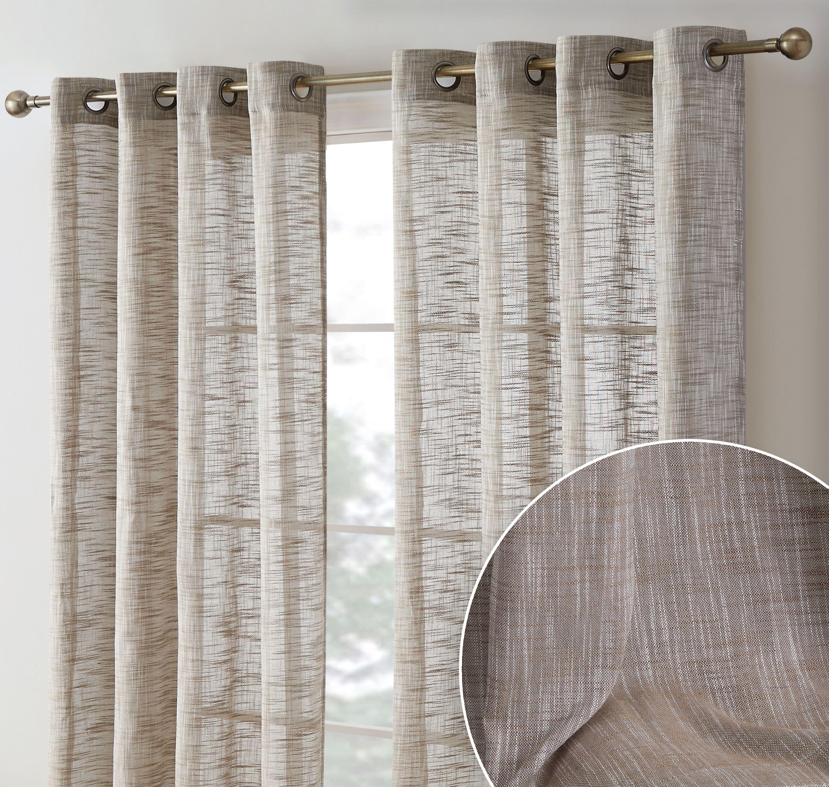 Taupe Faux Linen Light-Filtering Grommet Curtain Panels, 54" x 72"