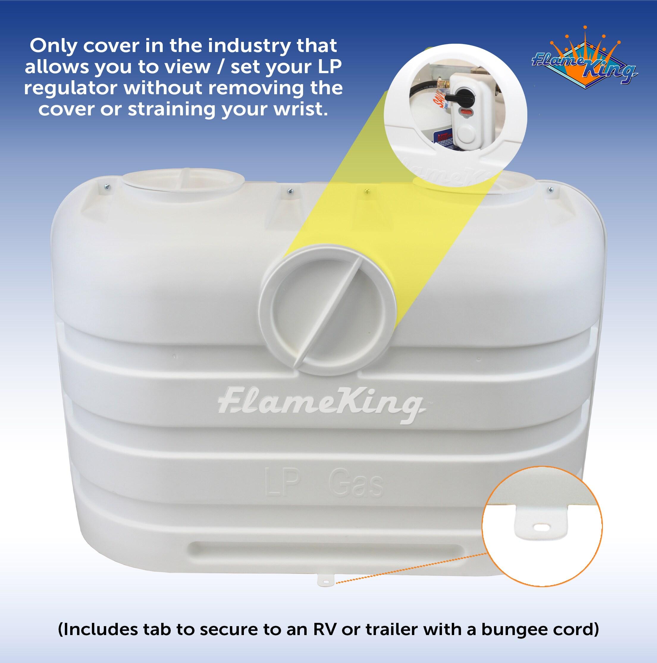 Flame King Dual 20LB Propane LP Tank Light Plastic Heavy Duty Cover for RV, Travel Trailer, Camper