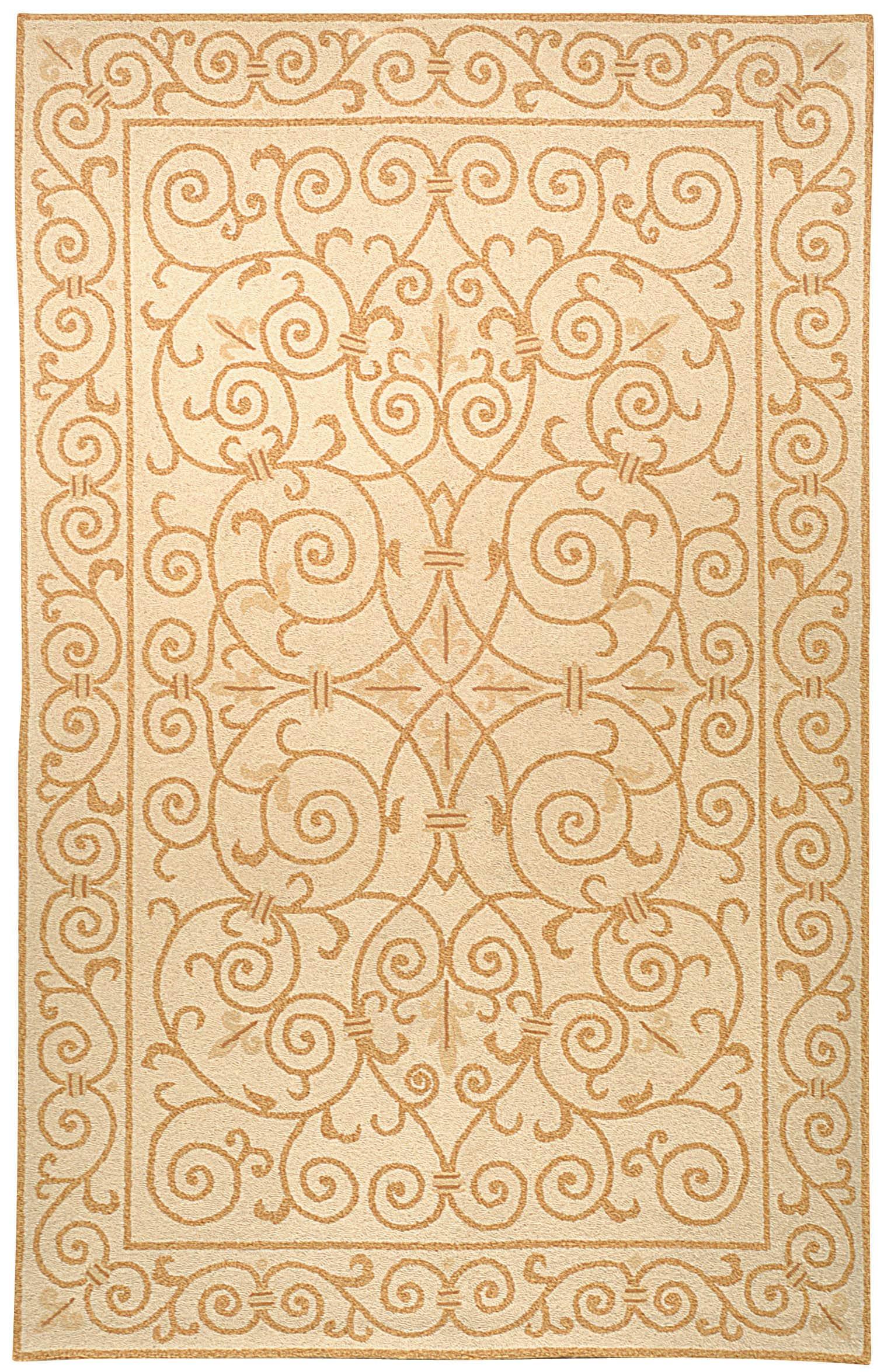 SAFAVIEH Chelsea Aragon Geometric Borders Wool Area Rug, Ivory/Gold, 6' x 9'