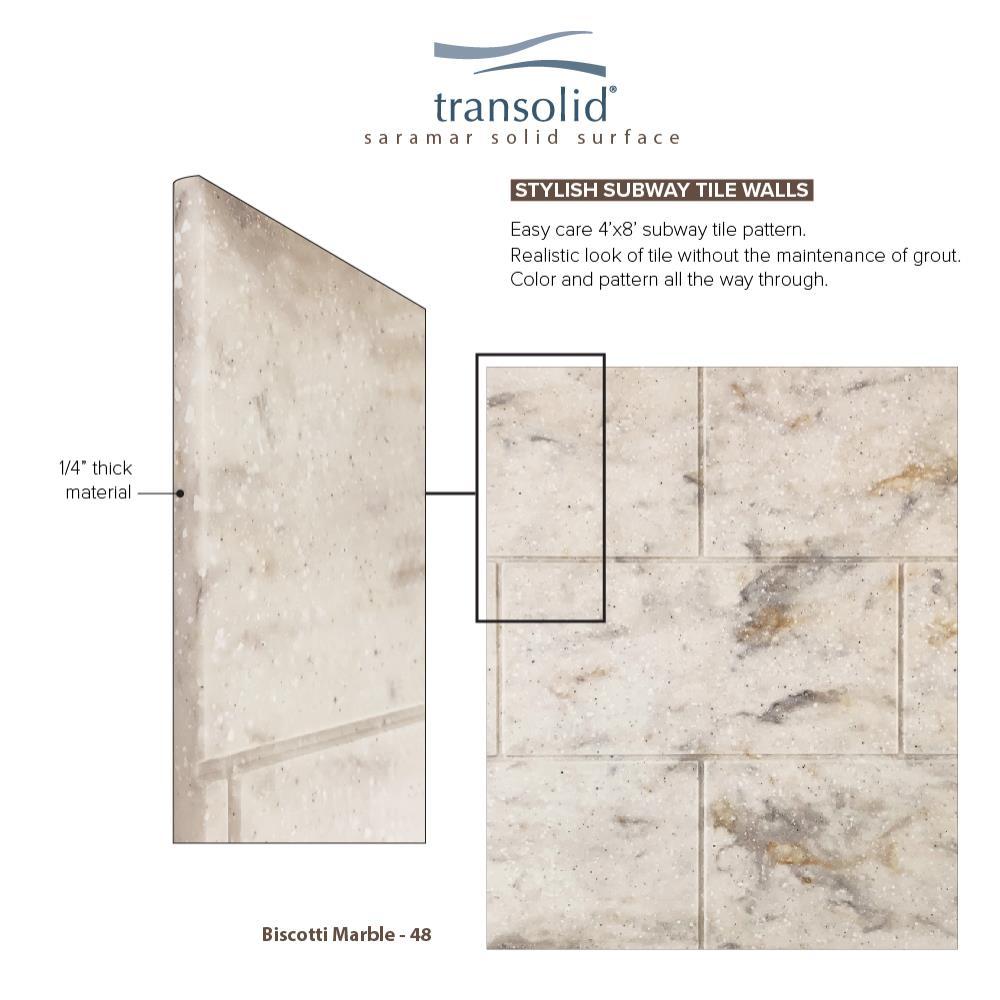 Transolid SaraMar 36'' W 36'' D 72'' H Glue Up Solid Surface Wall