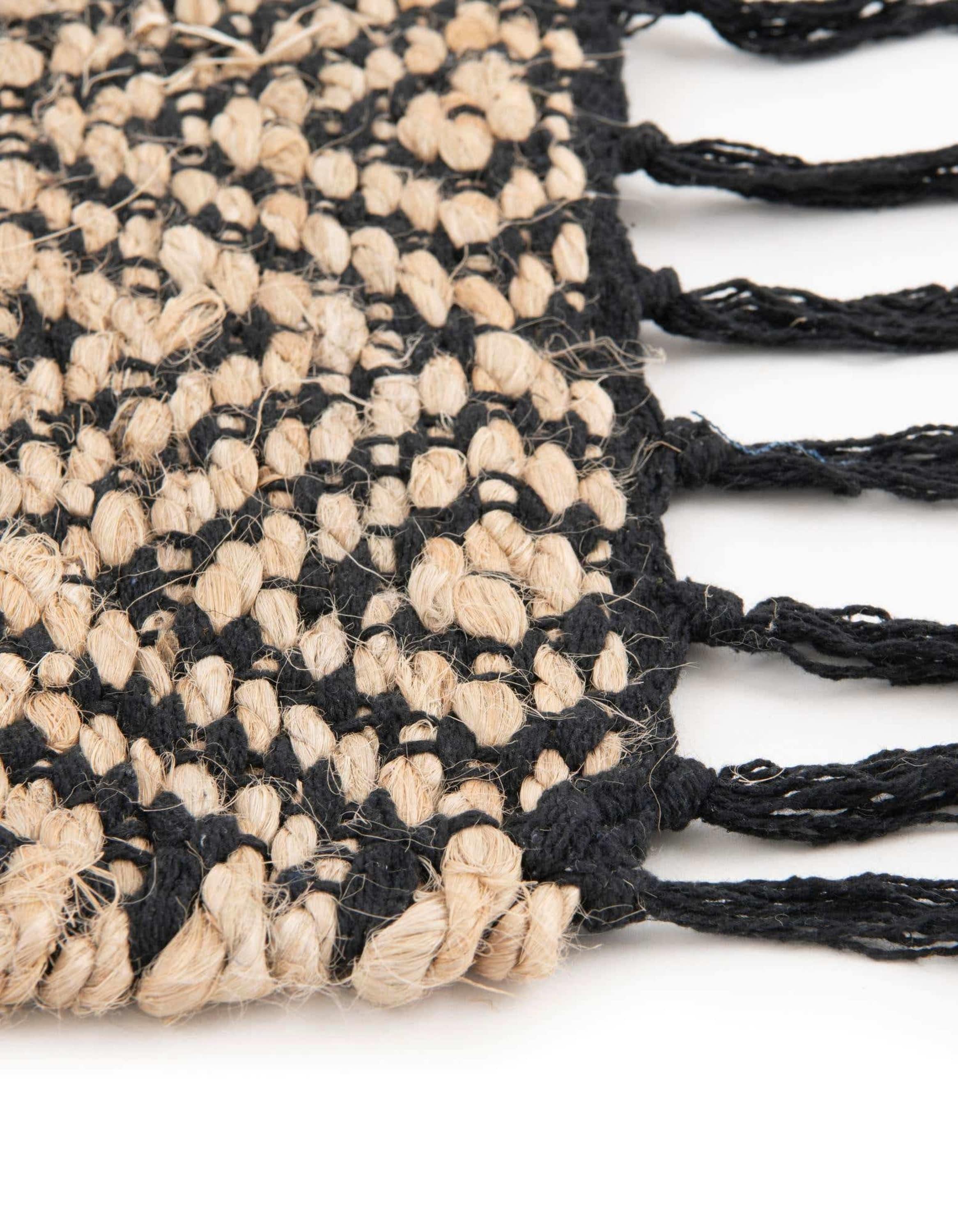 Unique Loom 2' 0 x 3' 1 Assam Chunky Jute Black Area Rug
