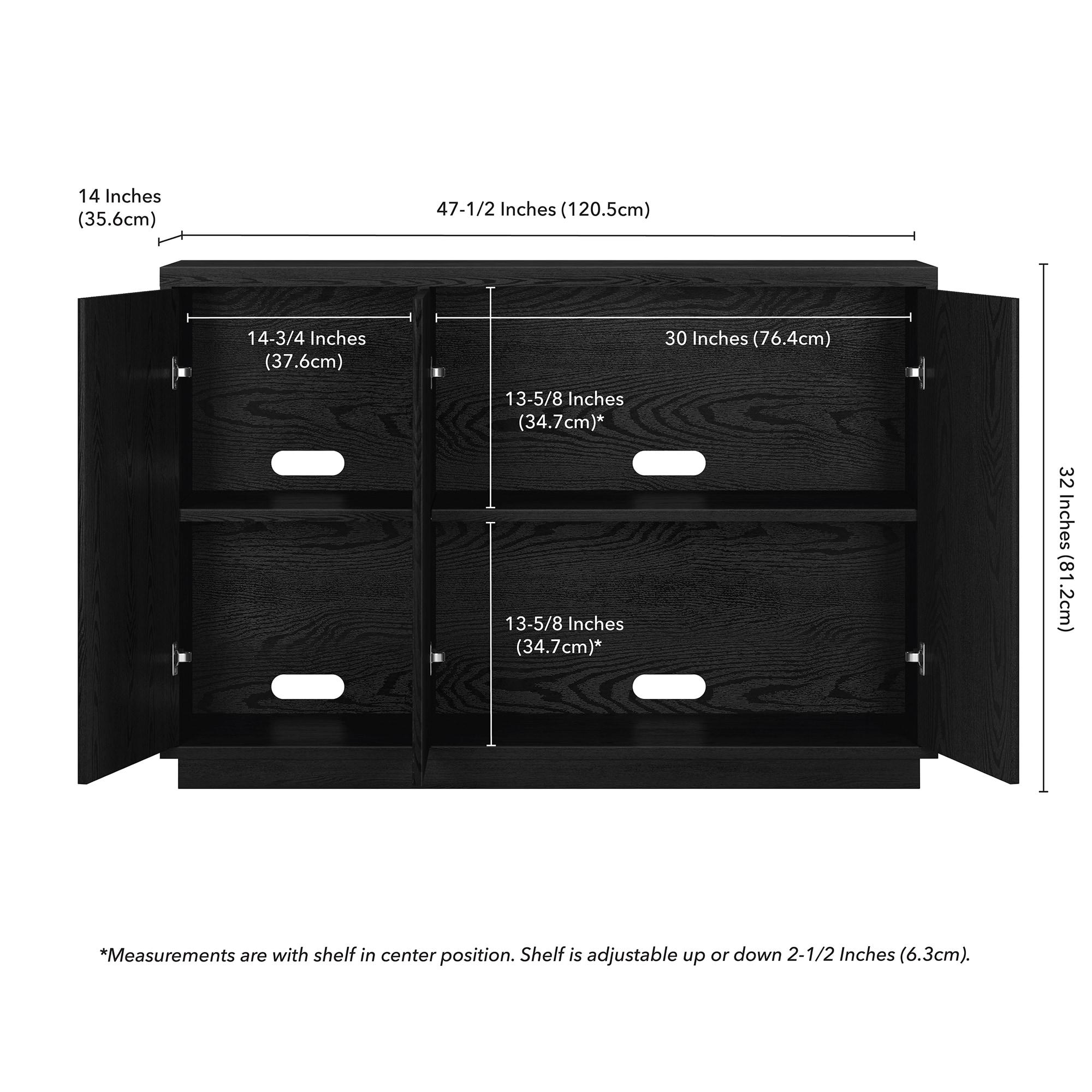 Evelyn&Zoe Alston 48" Wide Rectangular Buffet Table, Black Grain