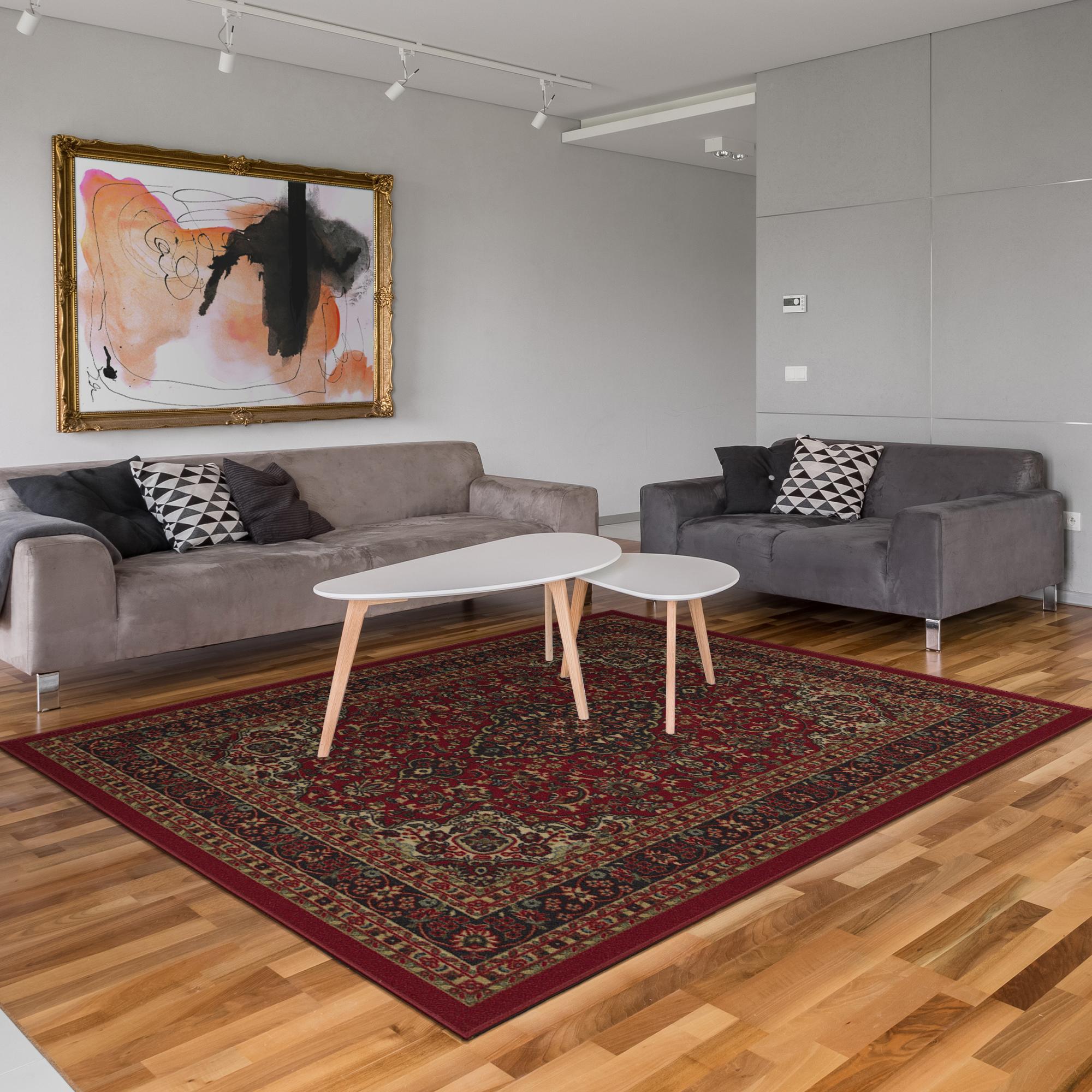 Ottomanson Non-Slip Rubberback Medallion Oriental 5x7 Indoor Area Rug, 5' x 6'6", Red