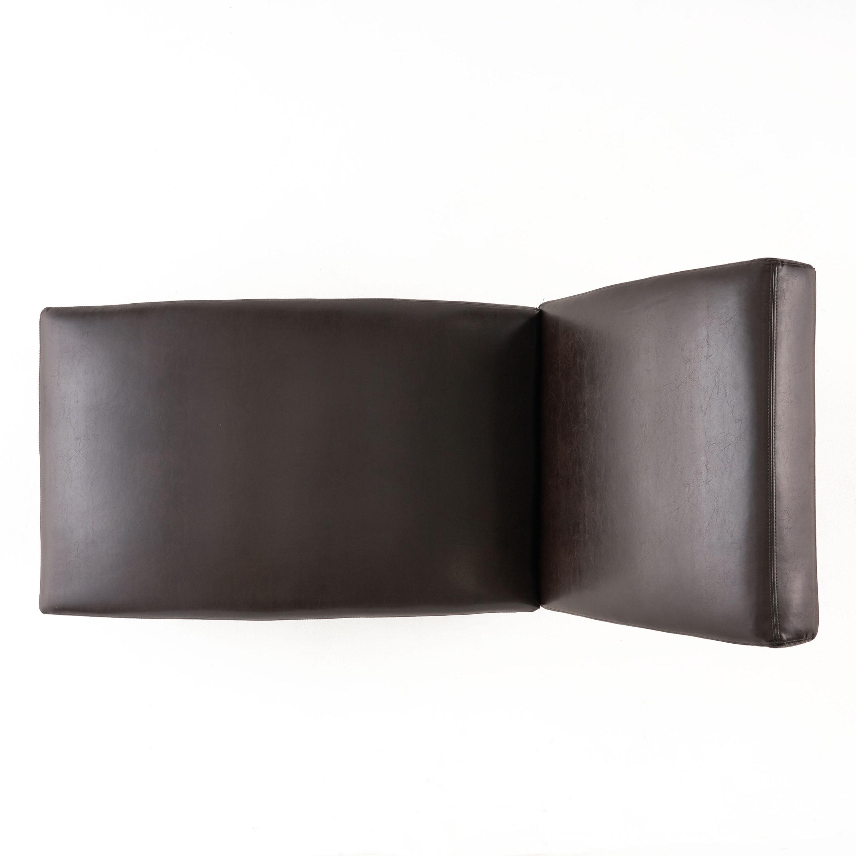 Finlay Leather Chaise Lounge Brown - Christopher Knight Home: Curved Comfort for Living Room
