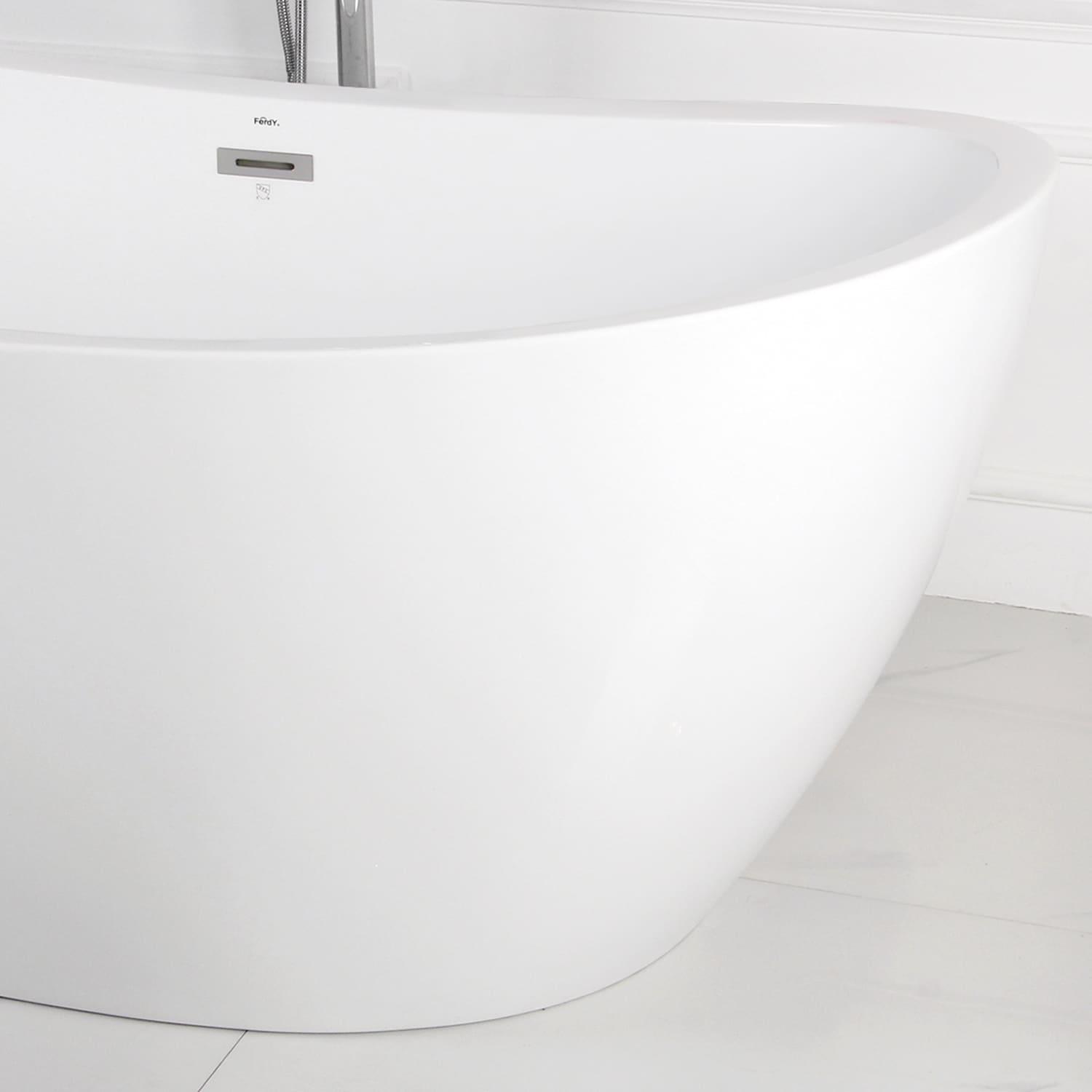 Naha Freestanding Soaking Acrylic Bathtub with Drain