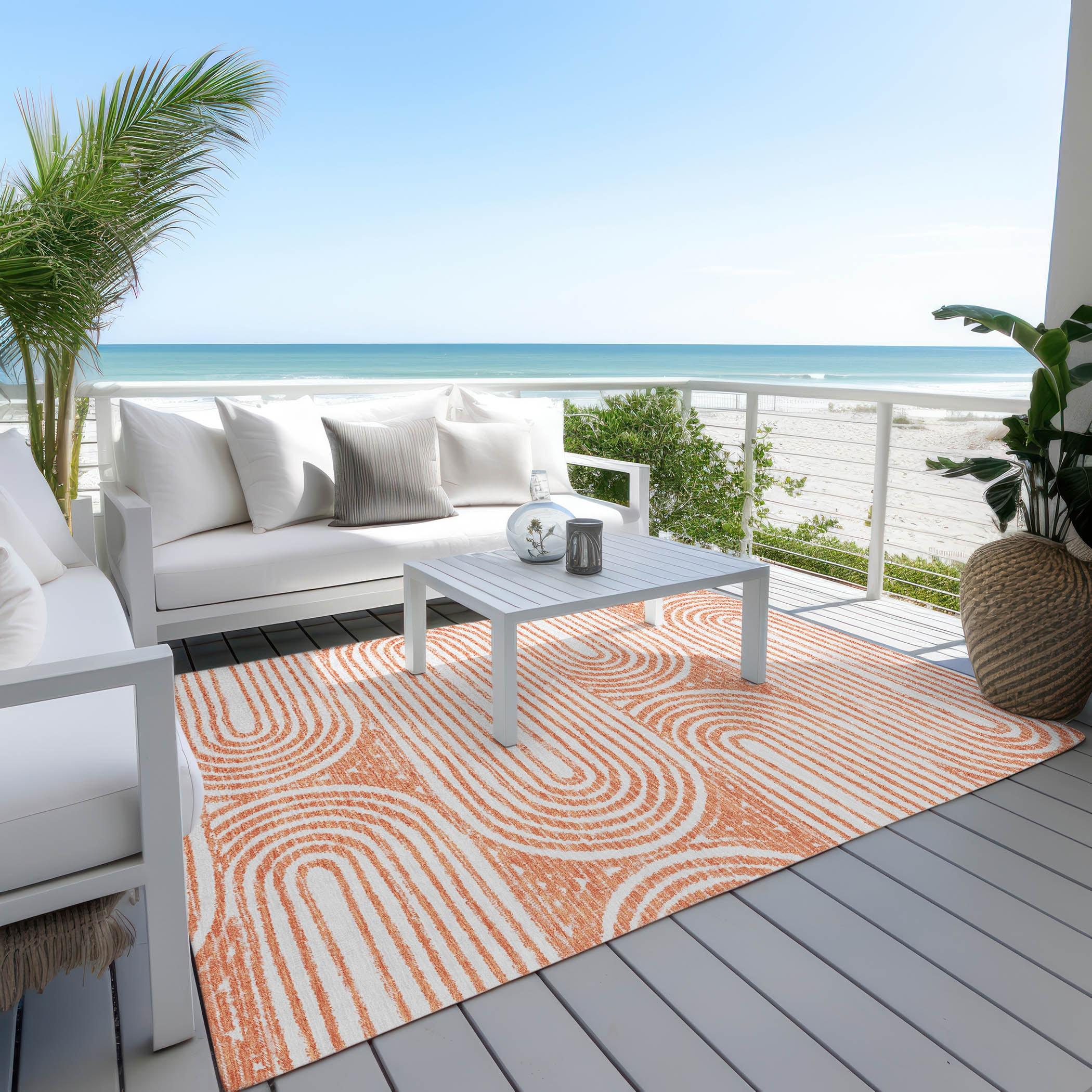 Addison Rugs Chantille ACN540 Salmon 10' x 14' Indoor Outdoor Area Rug, Easy Clean, Machine Washable, Non Shedding, Bedroom, Living Room, Dining Room, Kitchen, Patio Rug