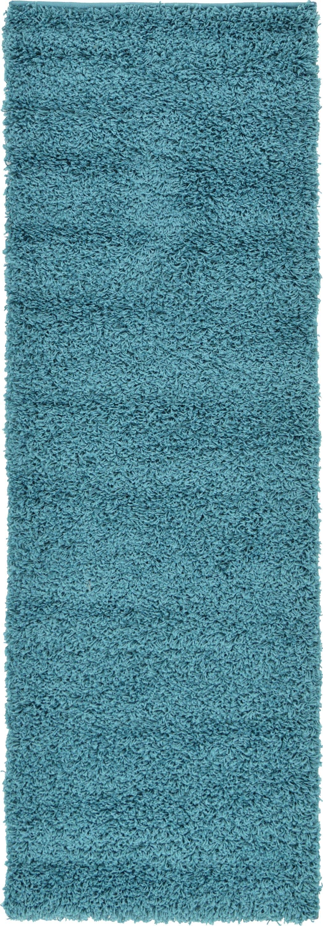 Unique Loom 2' 2 x 6' 7 Solid Shag Deep Aqua Blue Area Rug