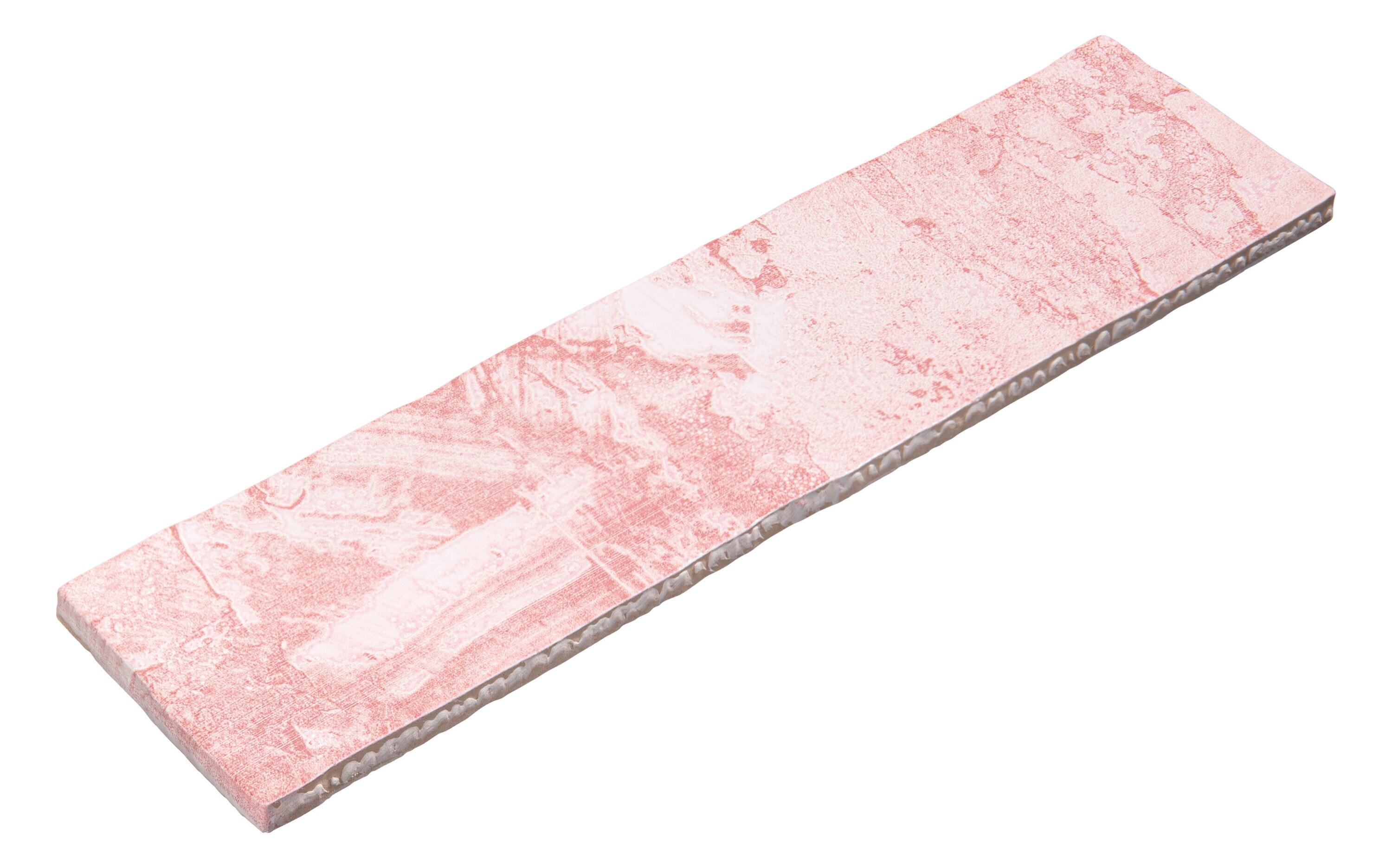 Splash Rose Pink 3" x 12" Ceramic Subway Glossy Textured Look Wall Tile (Sample)