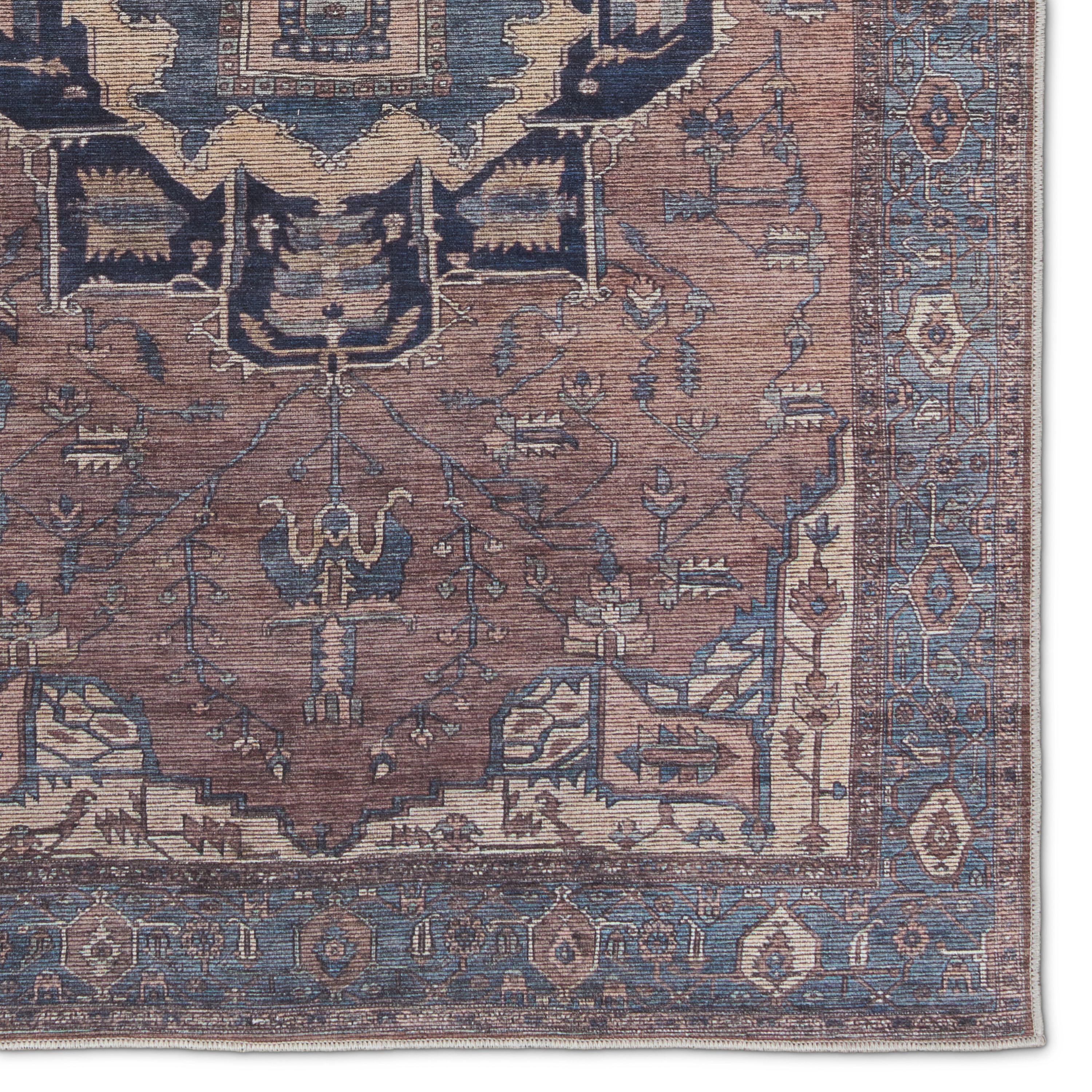 Barrymore Traditional Medallion Blue Synthetic 10' x 14' Area Rug