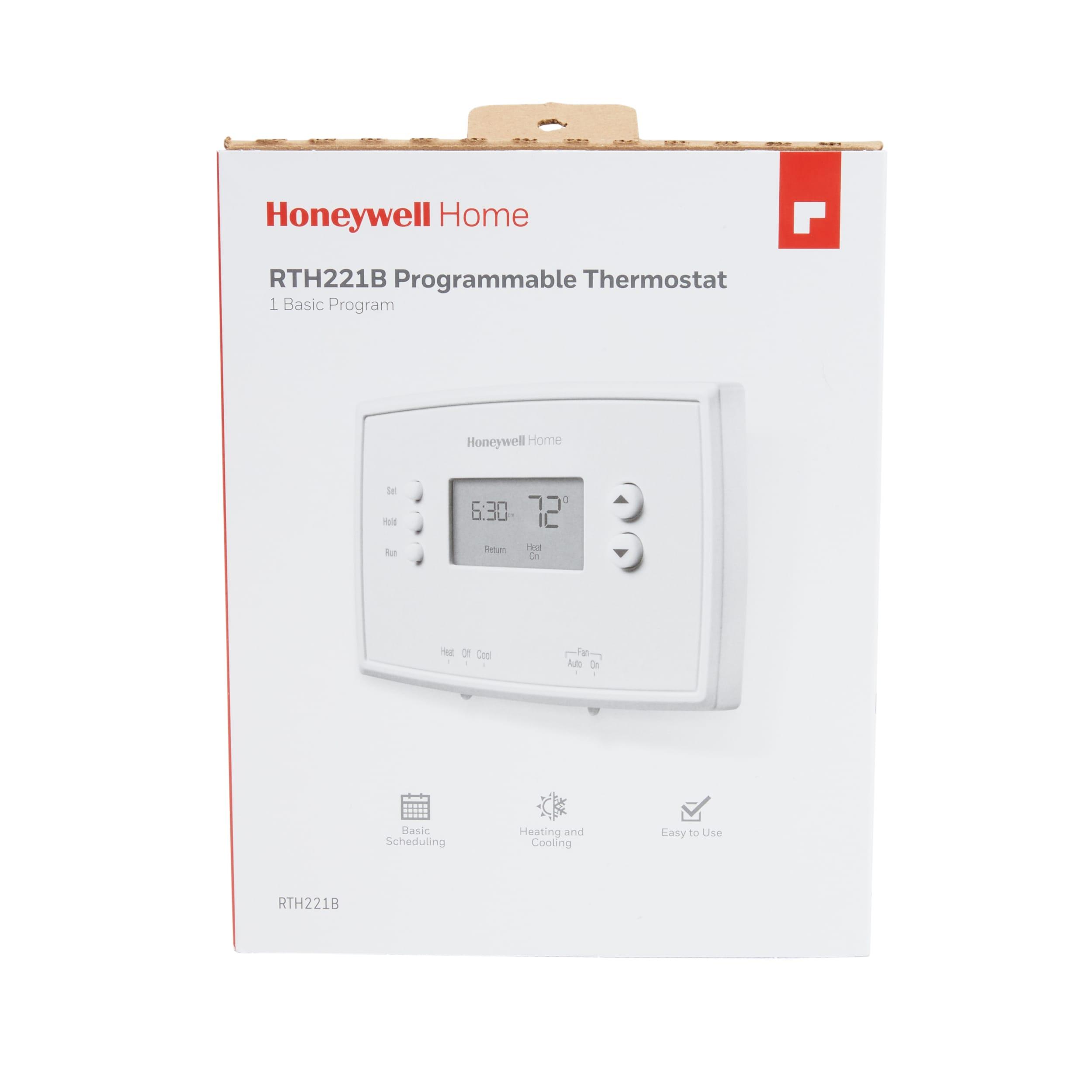 Honeywell Home 1-Week Programmable Thermostat: Digital, Audible Alert, White, Battery Operated