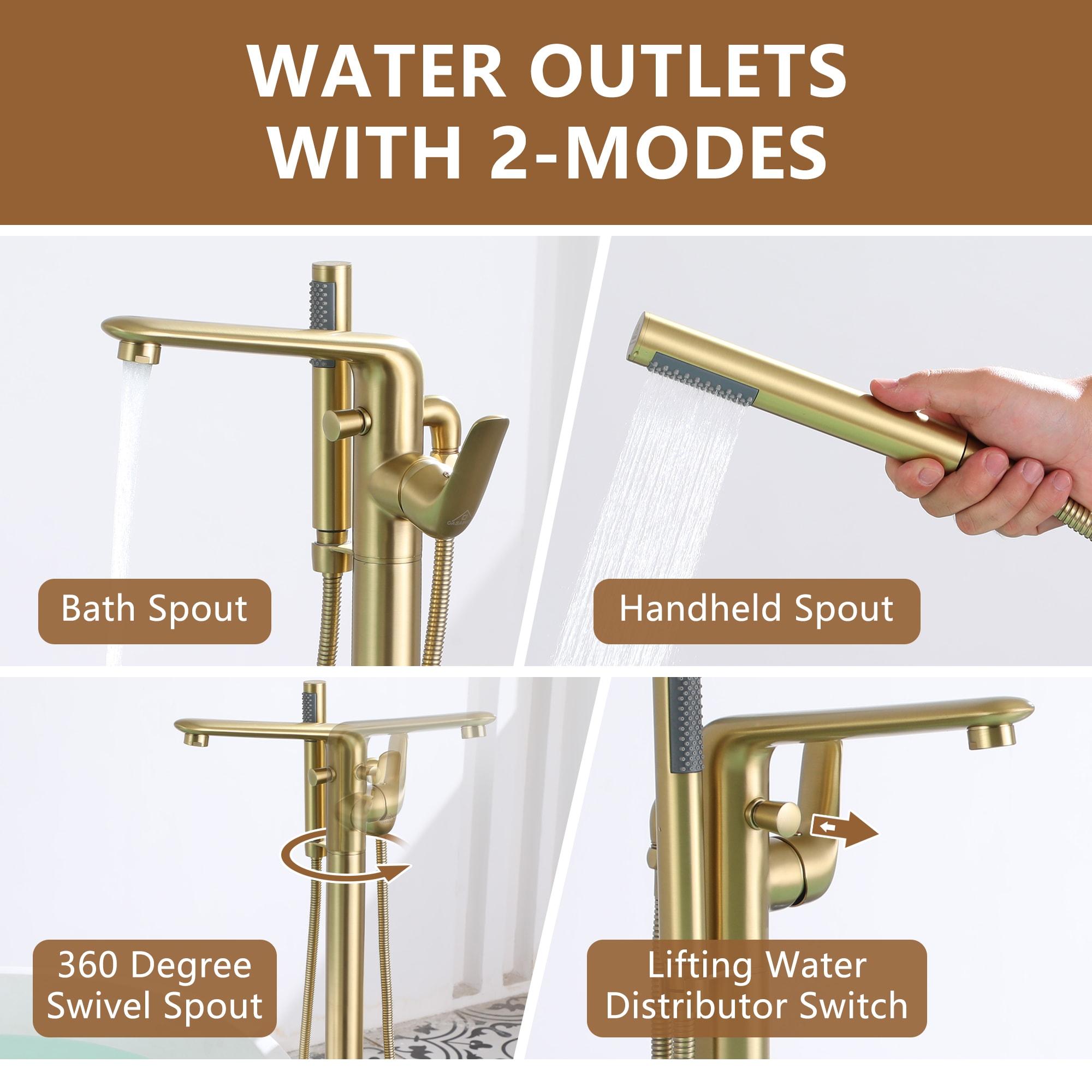 Single Handle Freestanding Bathtub Faucet with Diverter and Handshower