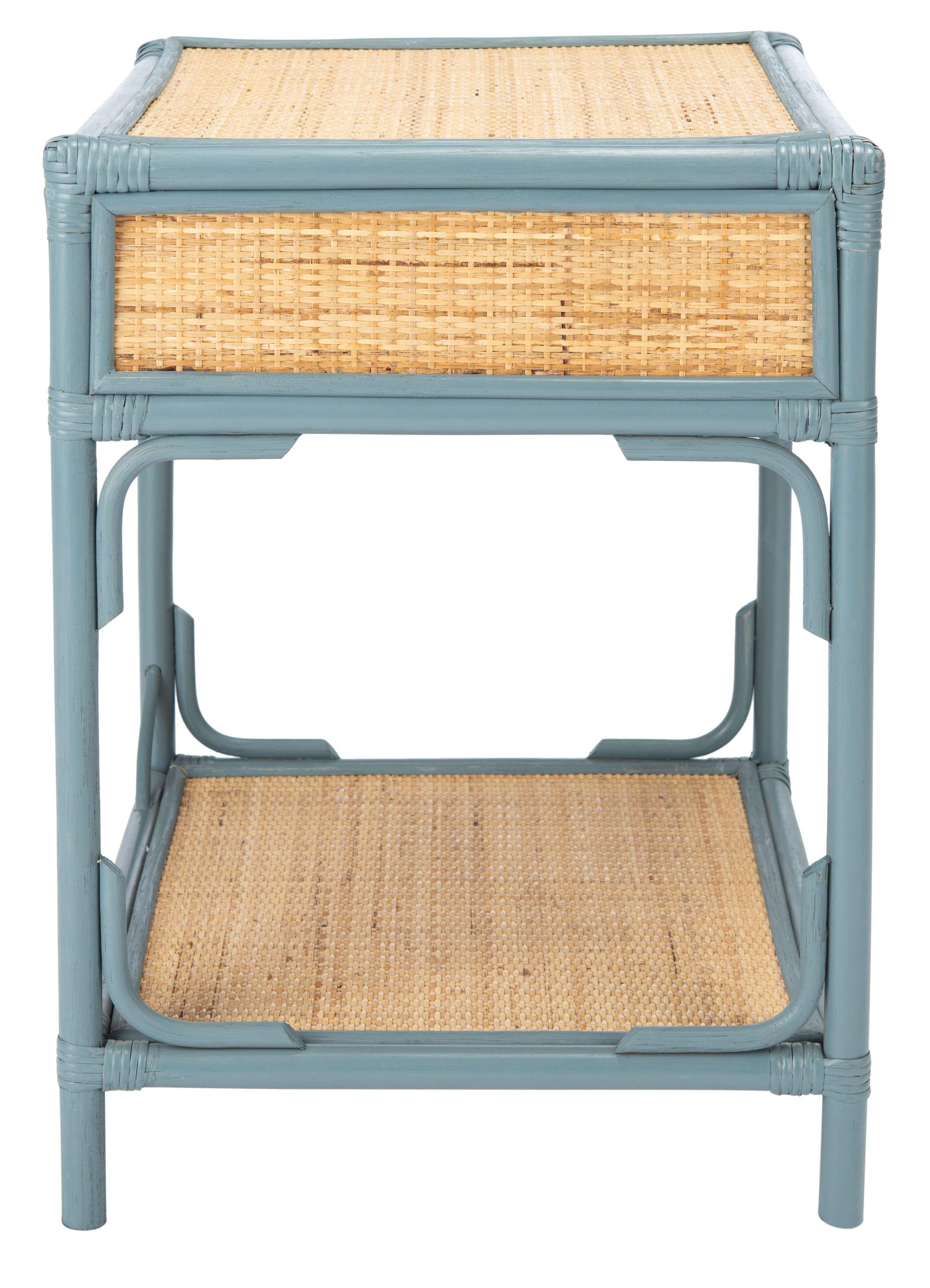 Roya 1 Drawer 1 Shelf Nightstand - Blue Grey/Natural - Safavieh.