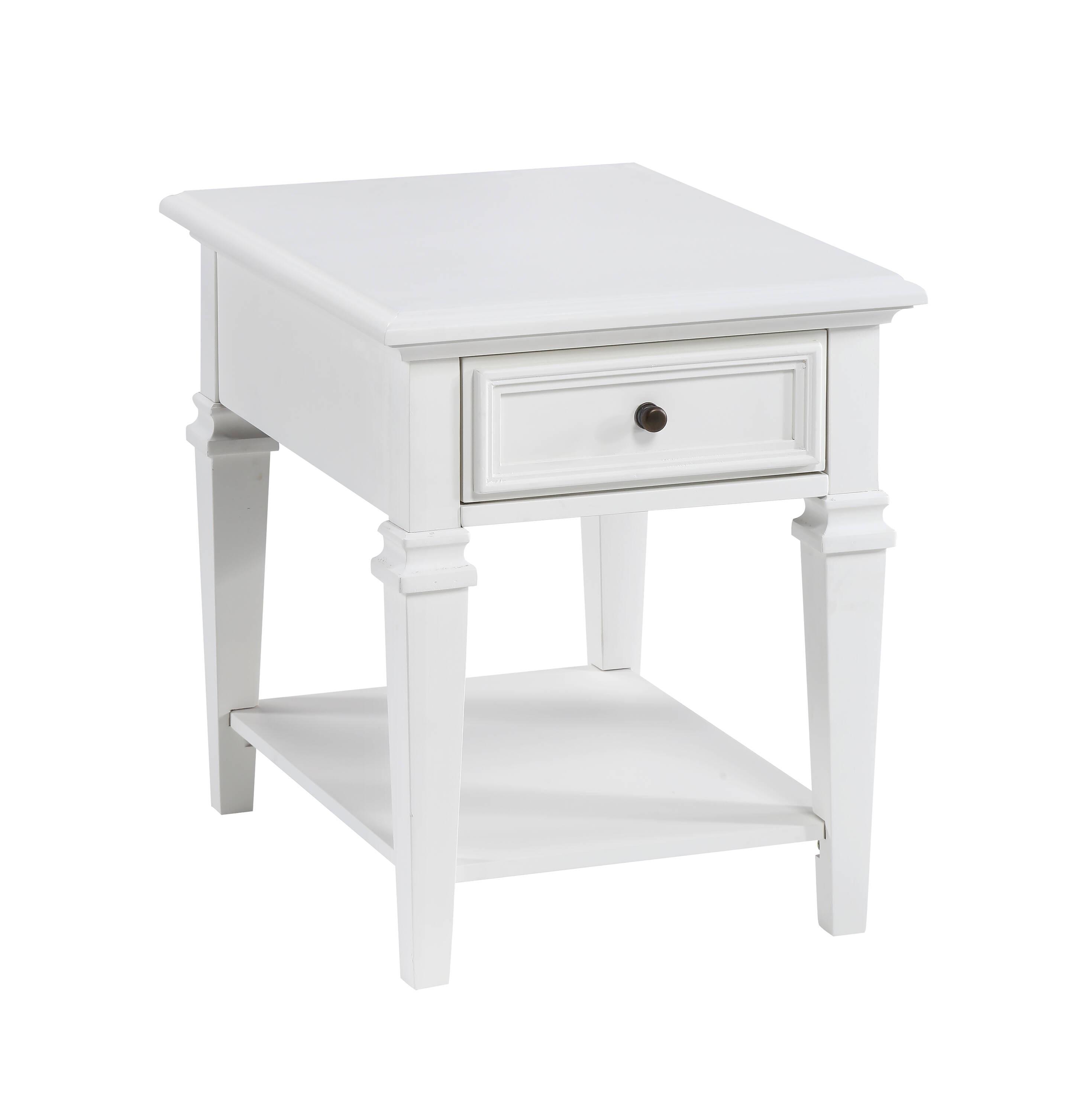 Charlestown End Table White - Steve Silver Co.: Farmhouse Style, Storage Shelf, Cottage Accent Table