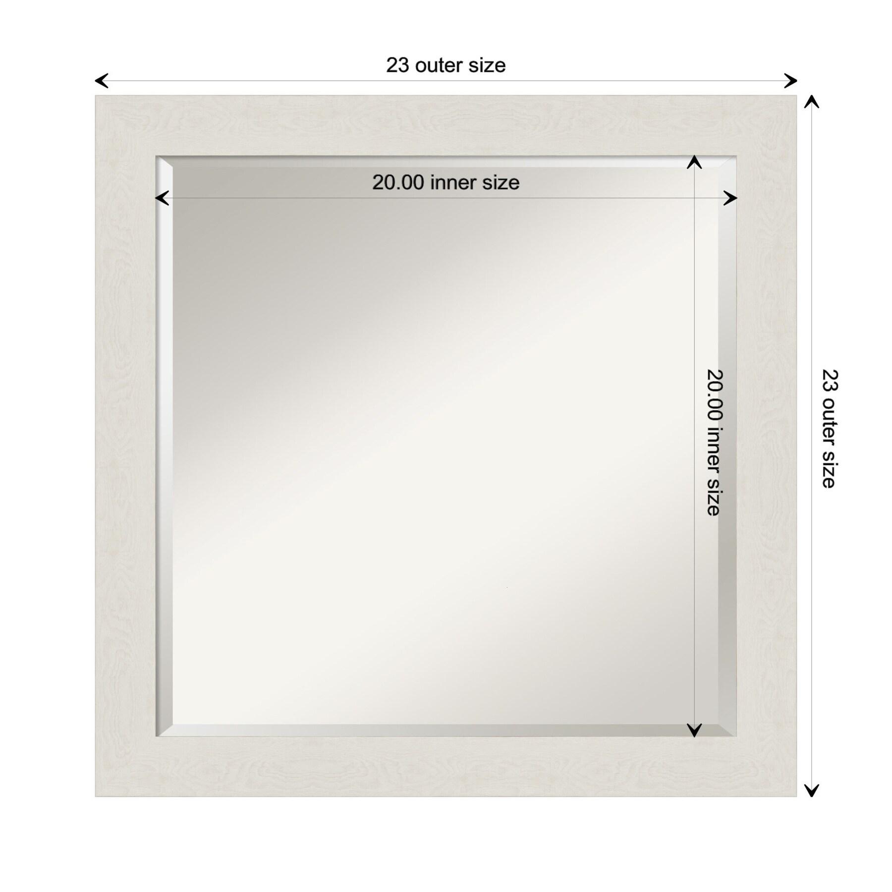 23" x 23" Rustic Plank White Framed Bathroom Vanity Wall Mirror - Amanti Art: Square Polystyrene Frame, Wall Mount