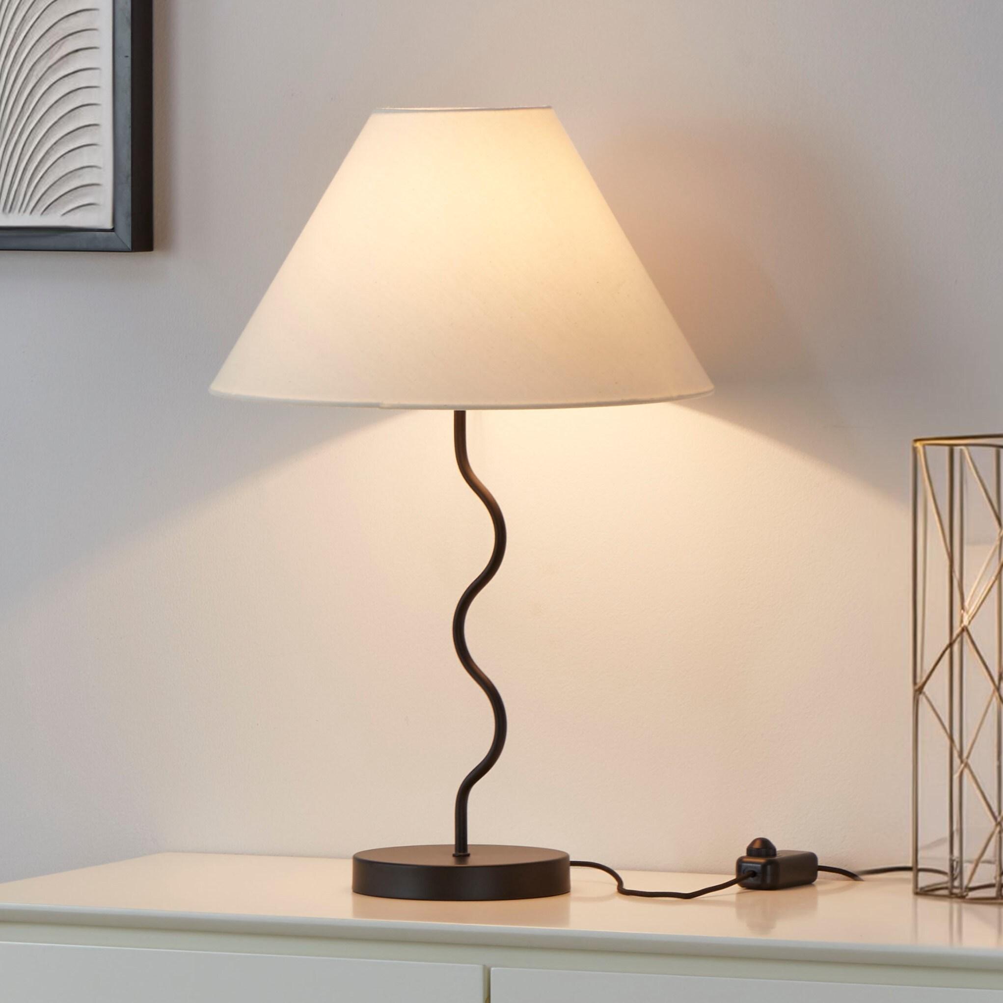 Squiggle 22" LED Table Lamp with Twisting Base and Ivory Empire Shade