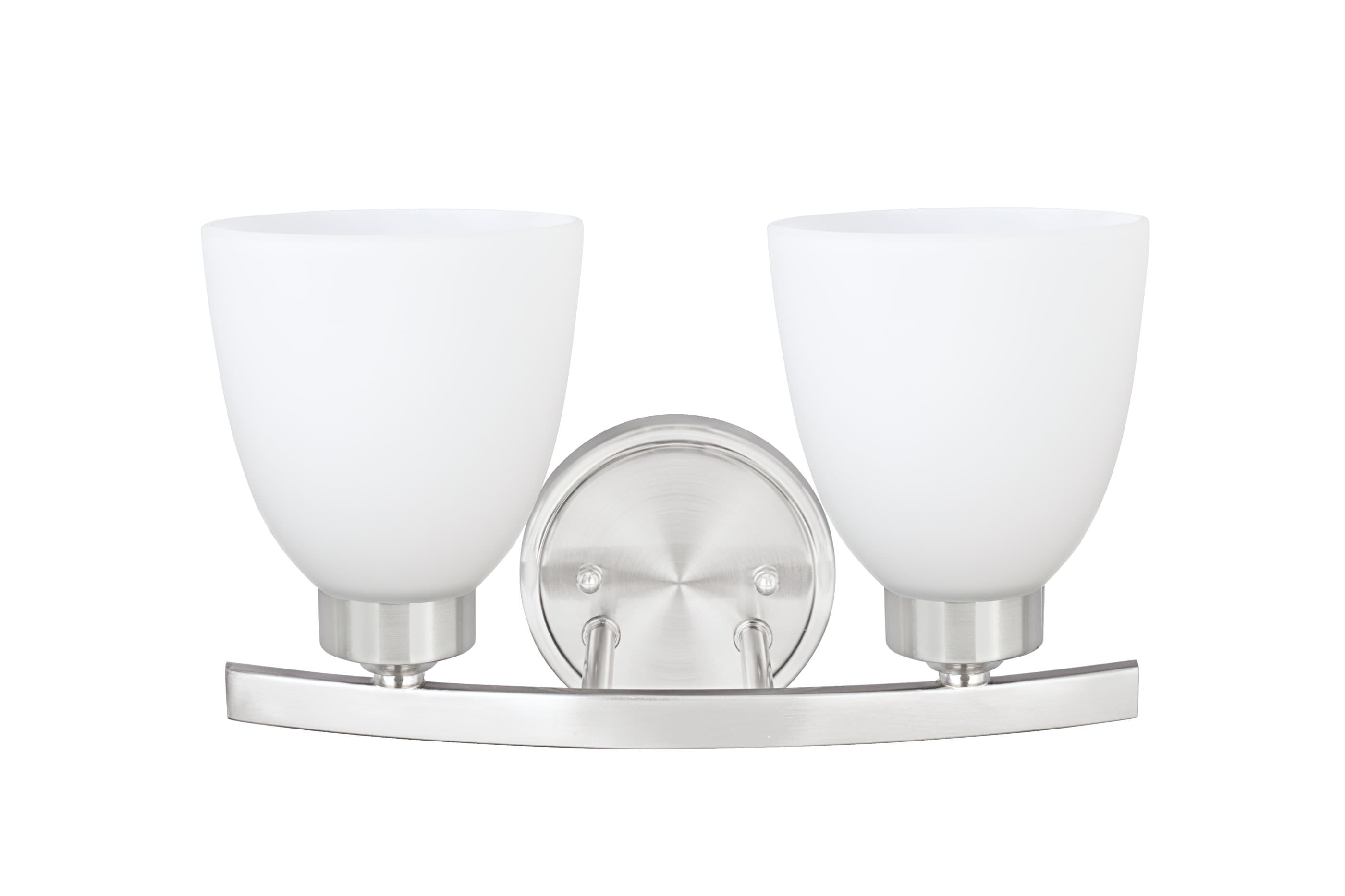 Satin Nickel Frosted Glass 2-Light Vanity Fixture