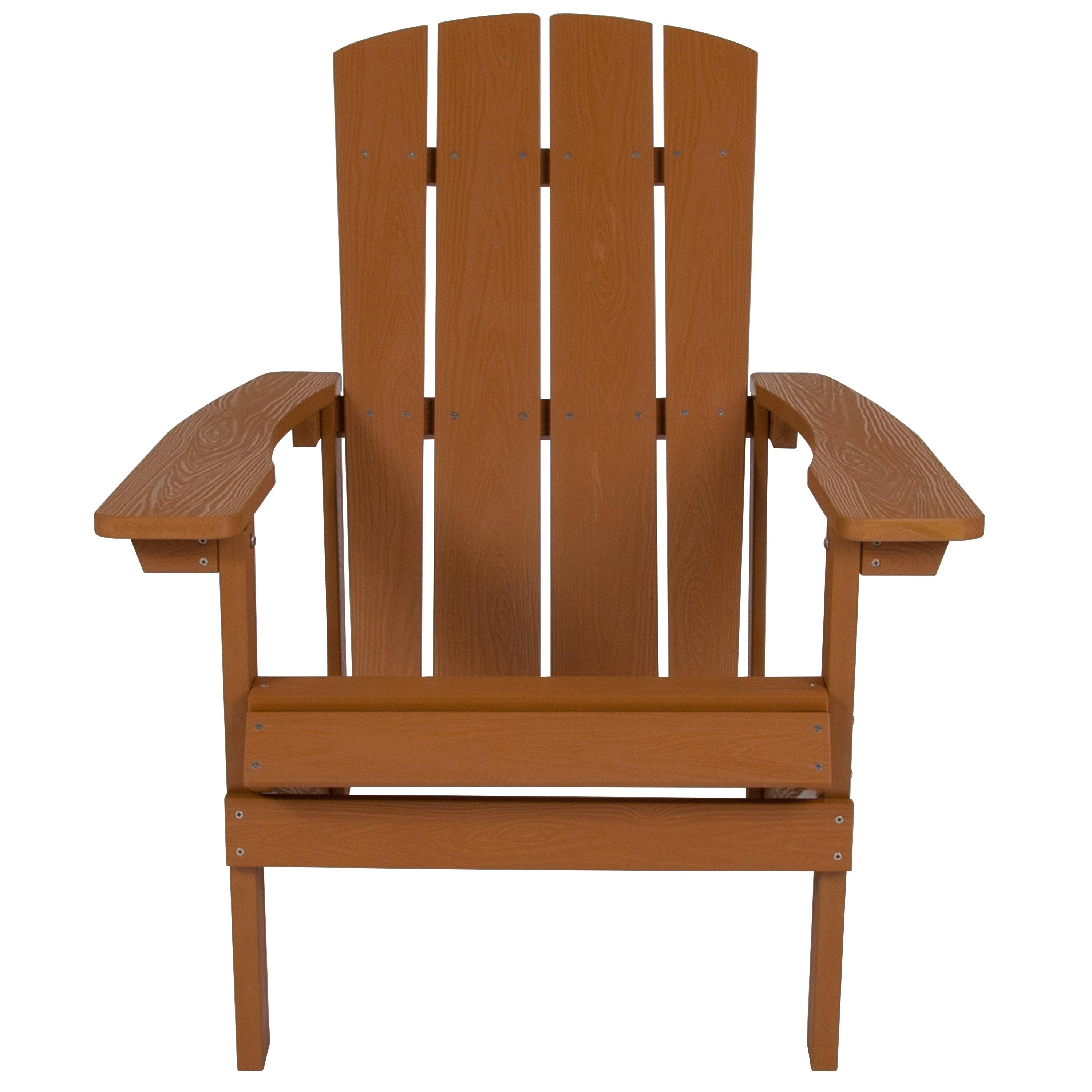 Flash Furniture Charlestown All-Weather Poly Resin Wood Adirondack Chair in Teak