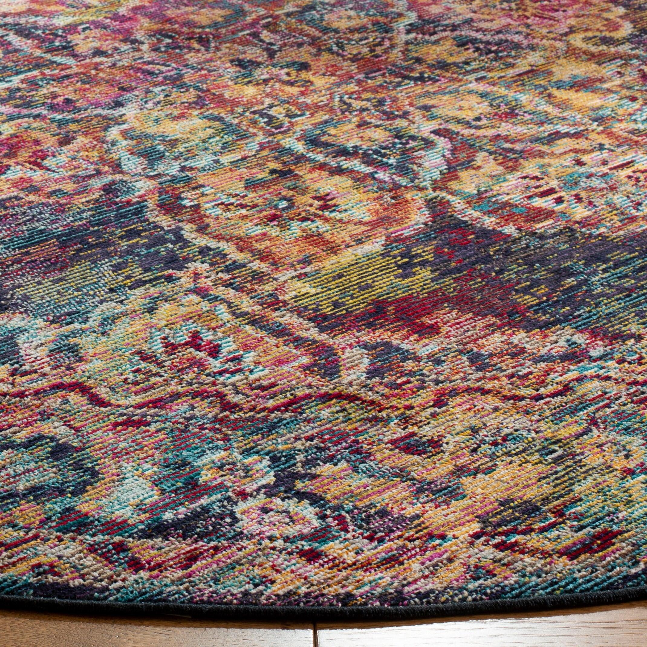 Crystal CRS513 Power Loomed Area Rug - Navy/Light Blue - 7' round - Safavieh.