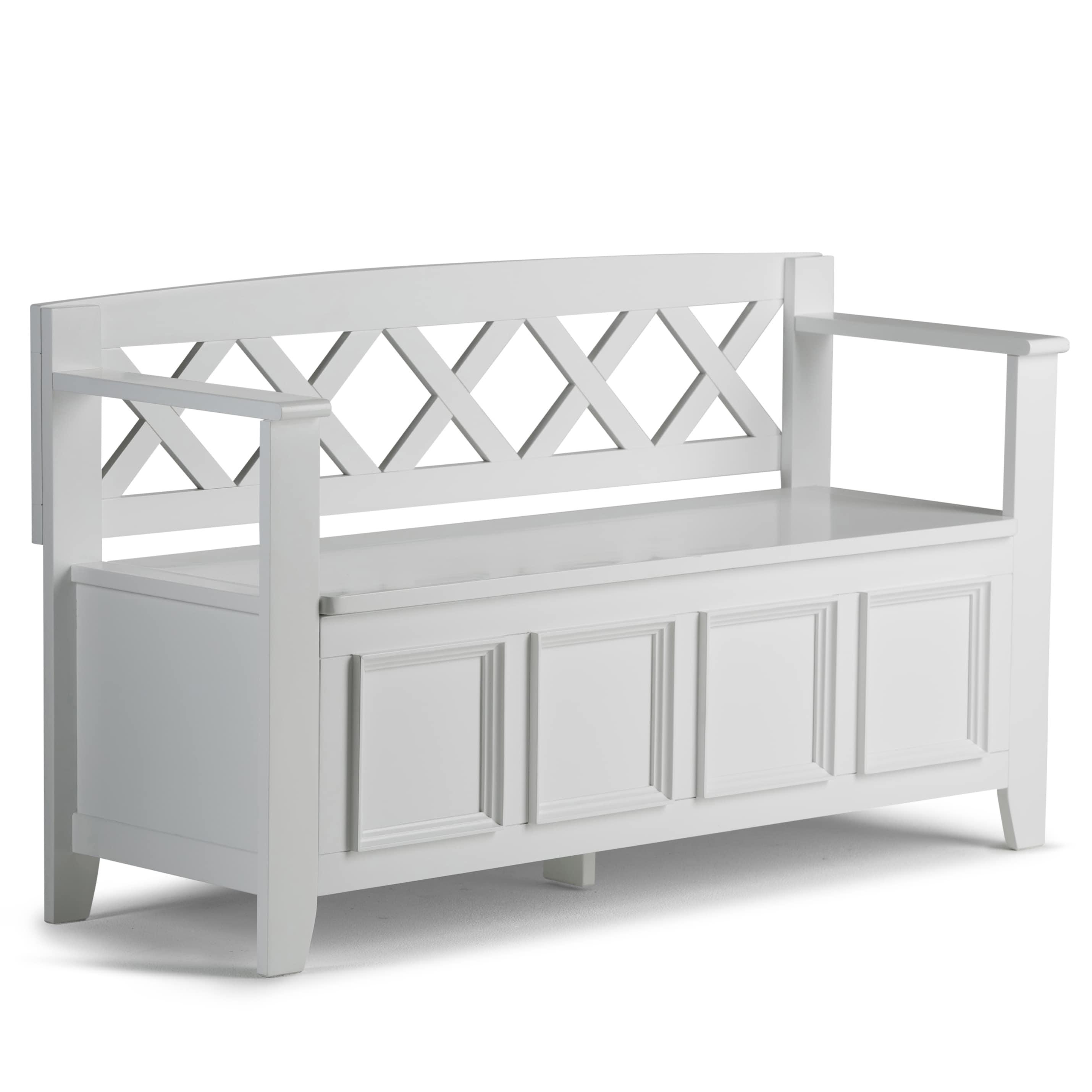 Simpli Home Amherst Solid Wood Entryway Lift Top Storage Bench