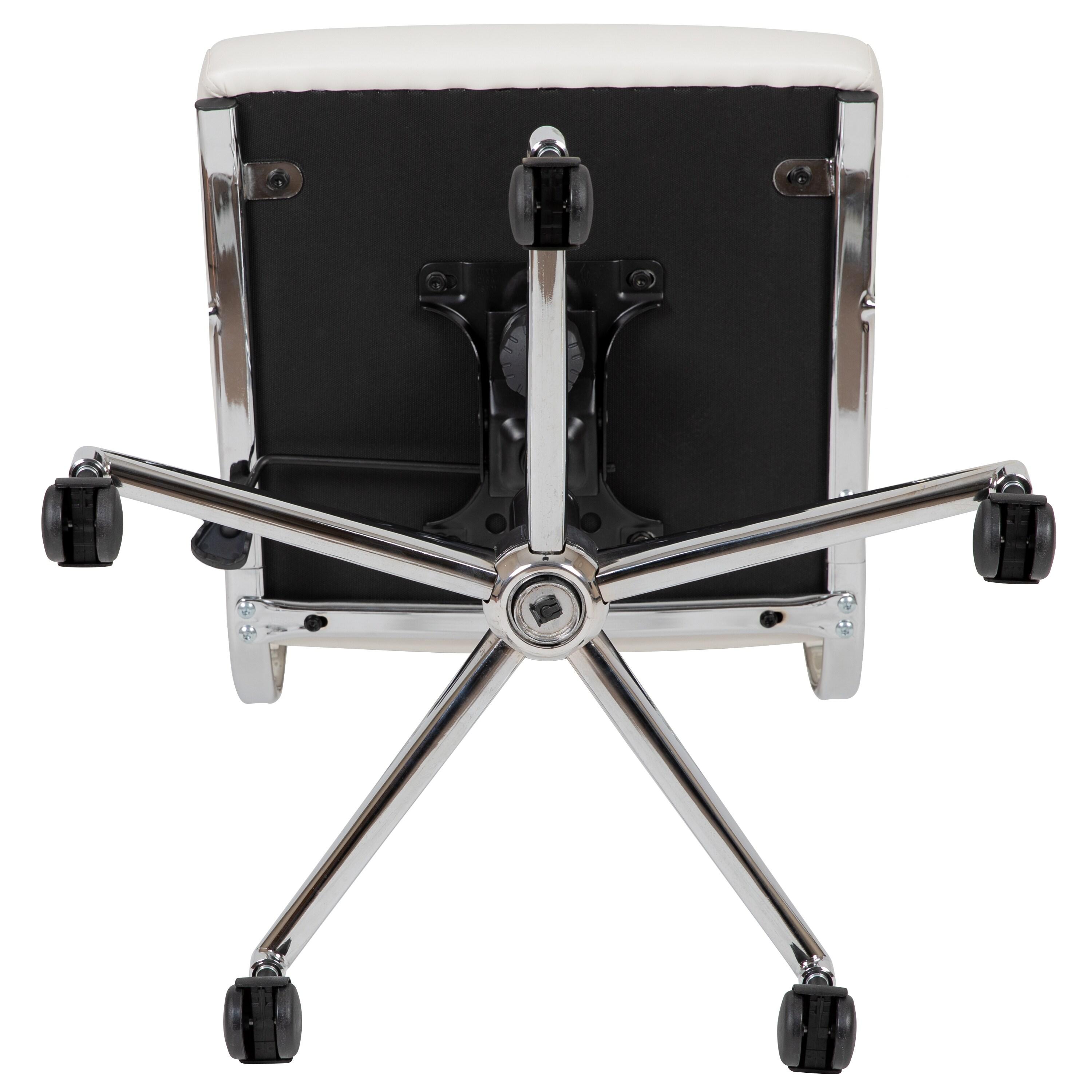 Flash Furniture Mid-Back Armless LeatherSoft Ribbed Executive Swivel Office Chair