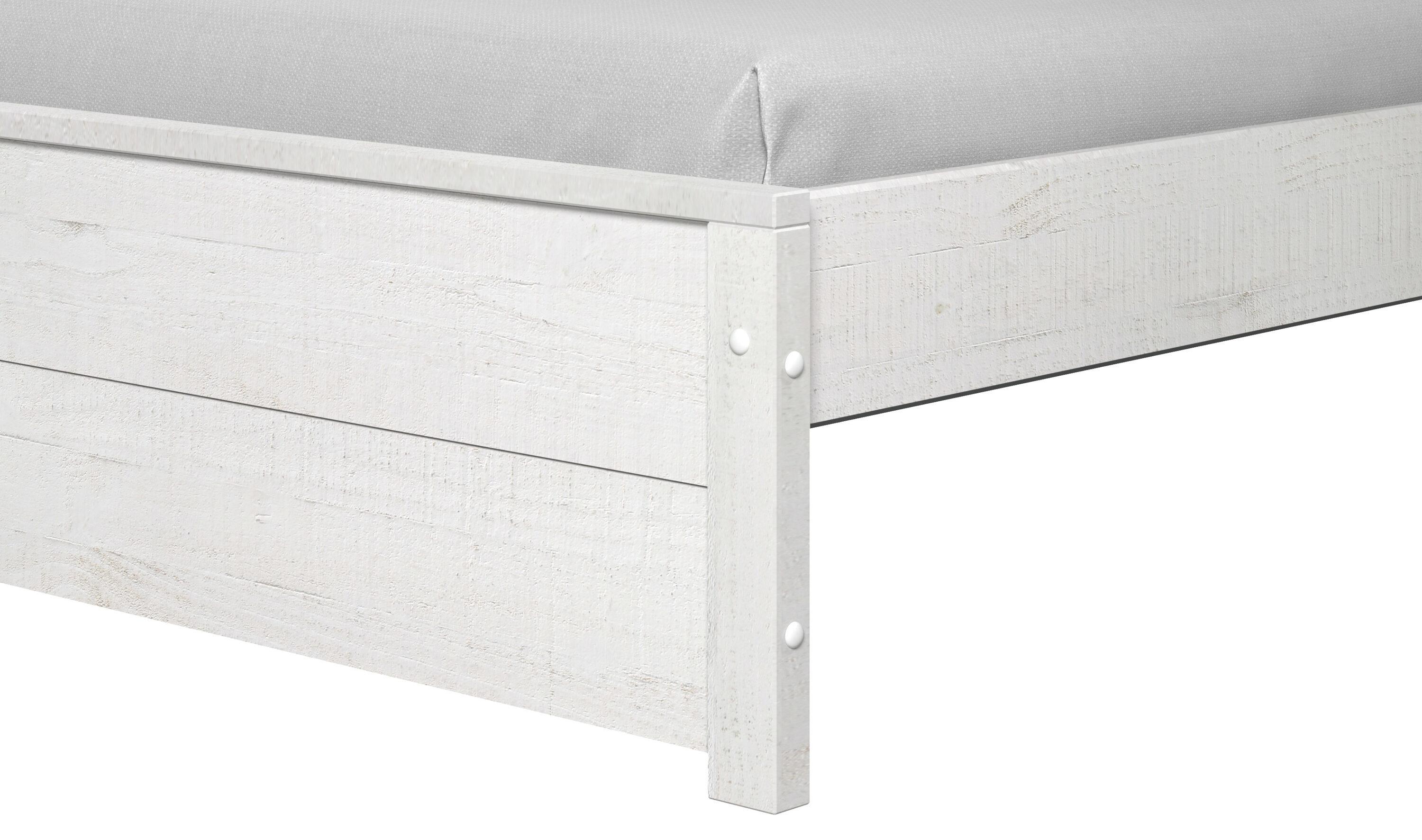 Camaflexi Hampton Solid Wood King Size Bed Frame with Headboard, King Bed with Wood Slat Supports, Coastal White Finish