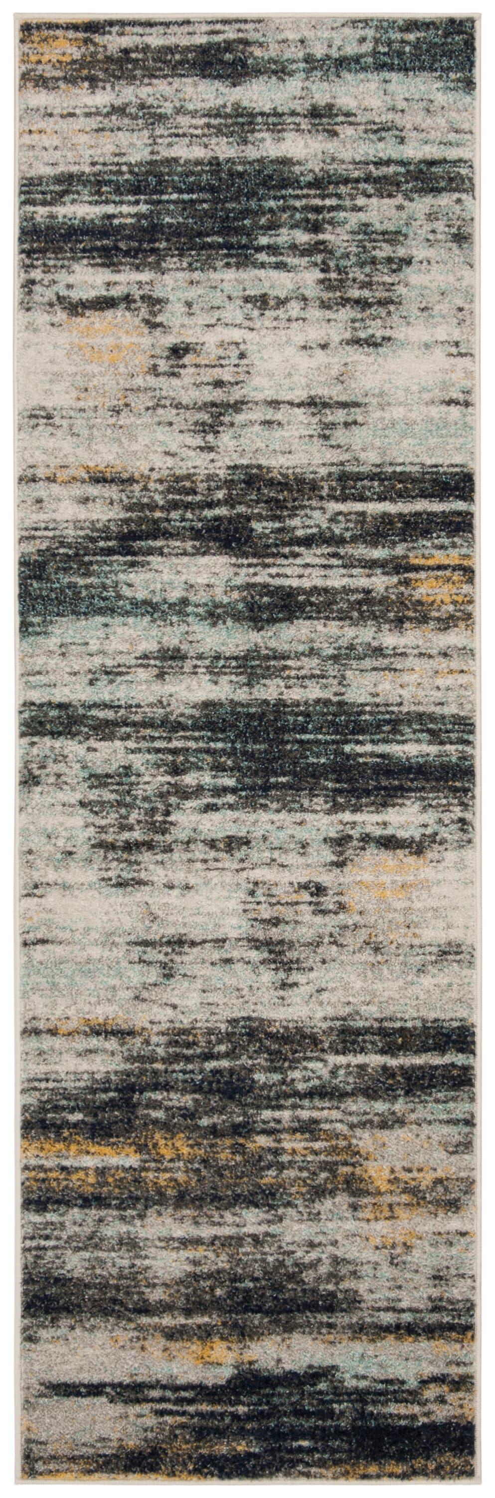 Adirondack ADR201 Power Loomed Runner Rug - Light Grey/Black - 2'6"x8' - Safavieh.