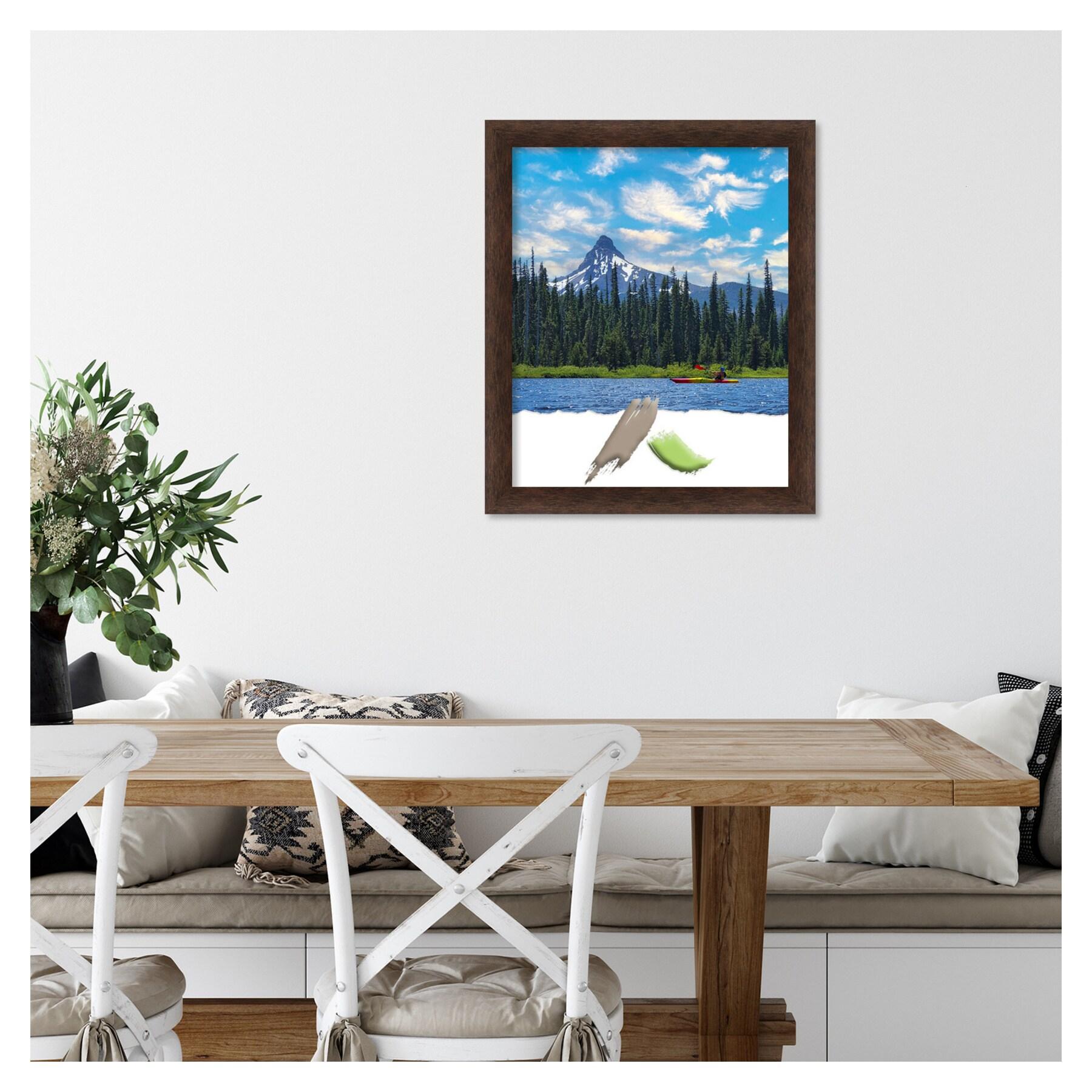 18"x22" Opening Size Narrow Wood Picture Frame Art Warm Walnut - Amanti Art: Modern Style, Acrylic Glazing, Wall Mount