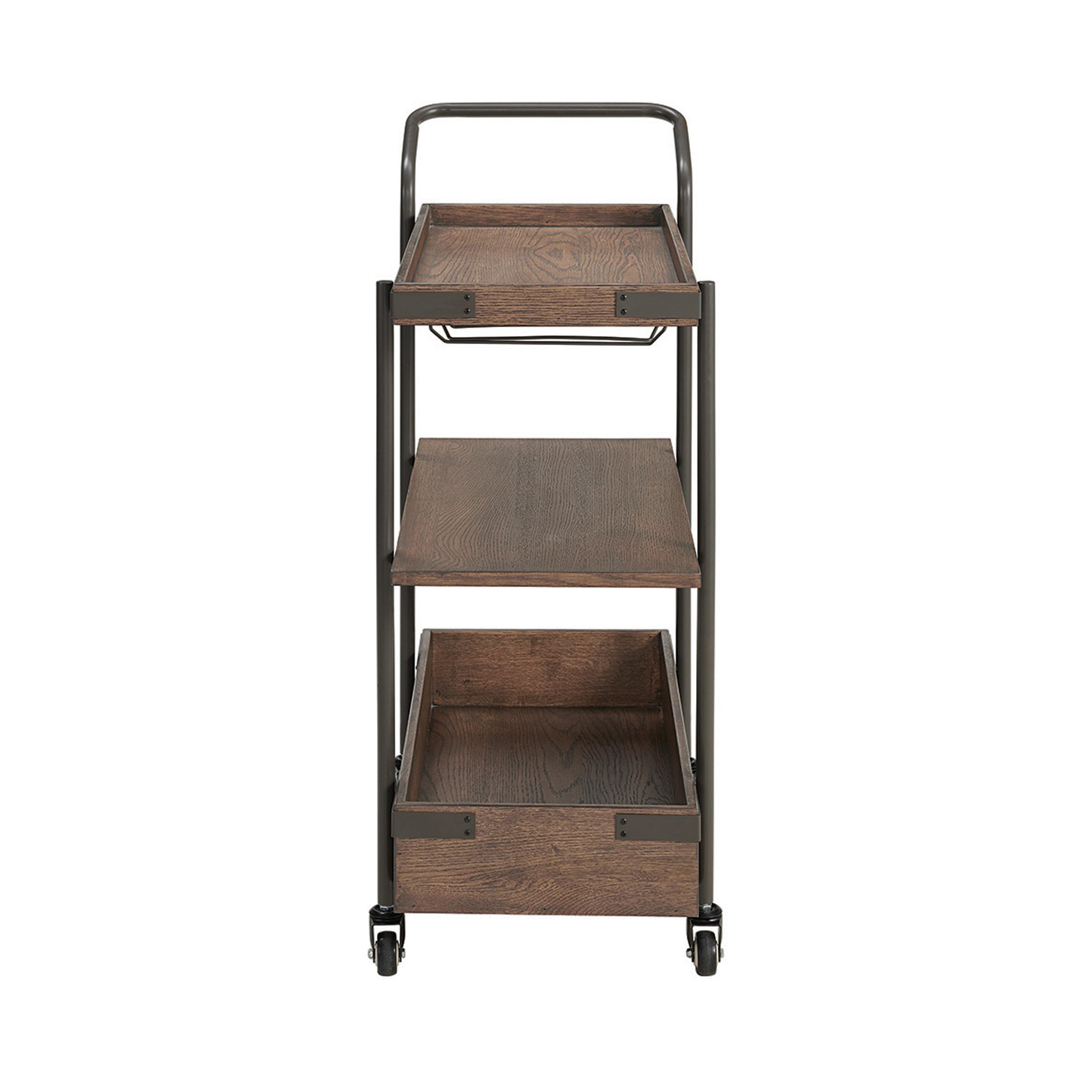 32 in. Kyra Oak & Metal Bar Cart