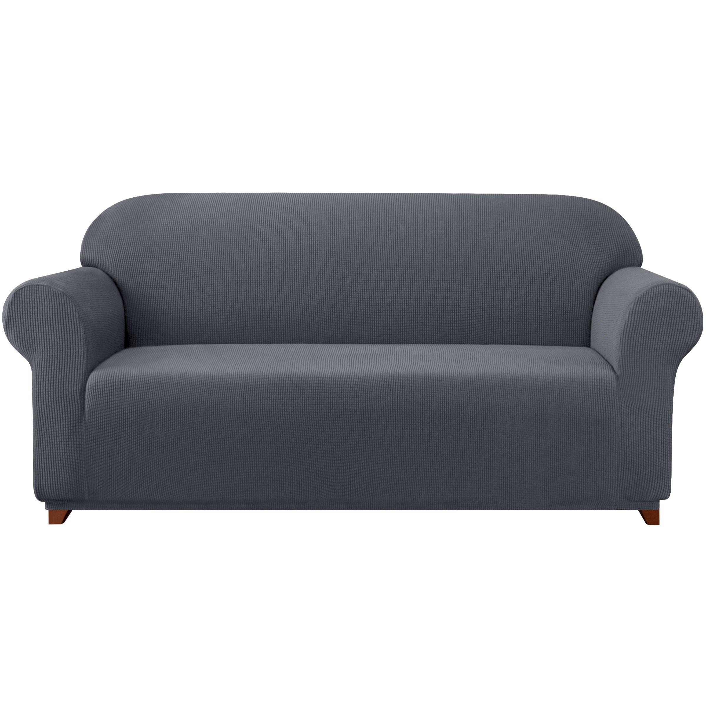 Subrtex Stretch 1-Piece Textured Grid Slipcover Sofa Cover, Gray