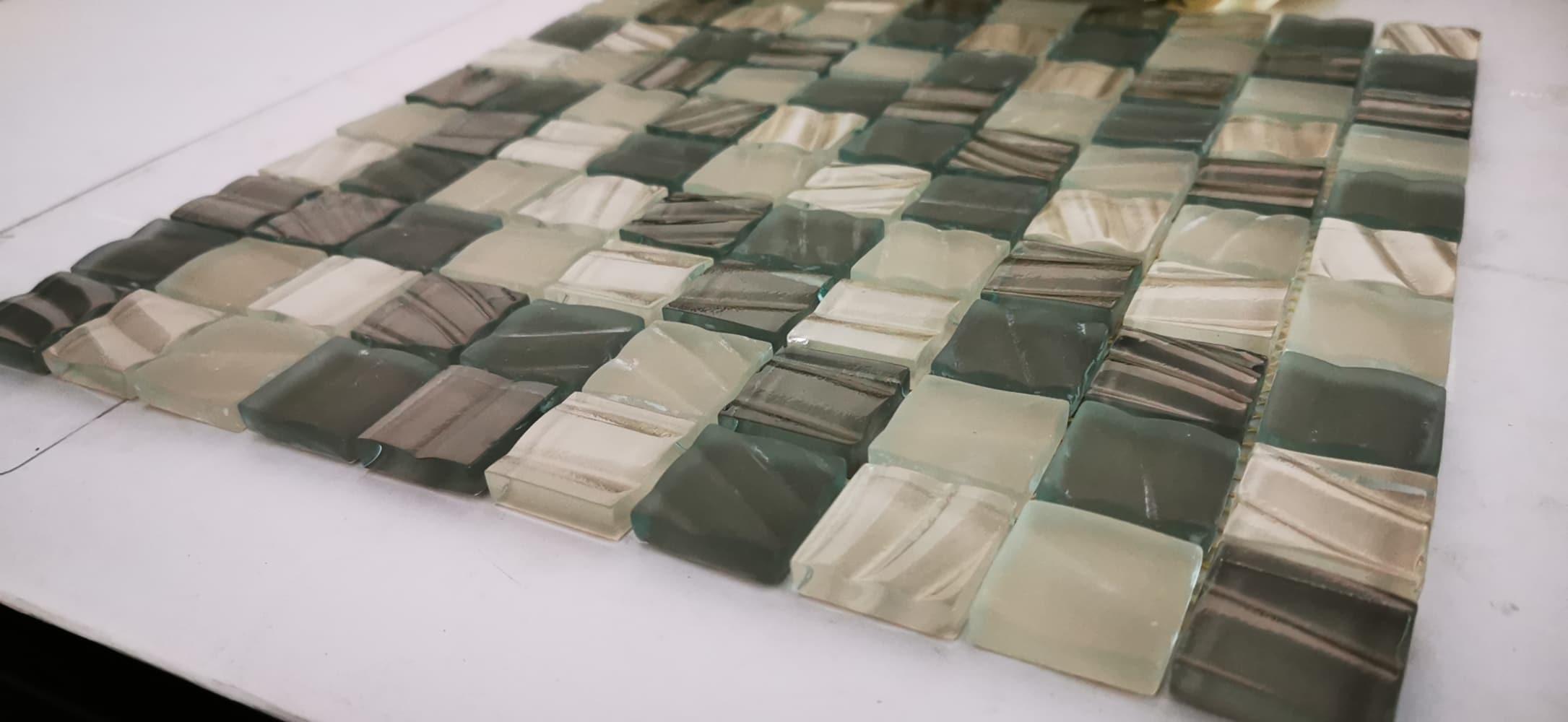 New Era 12 in.x 12 in. Textured Glass Straight Edge Square Mosaic Wall & Pool Tile