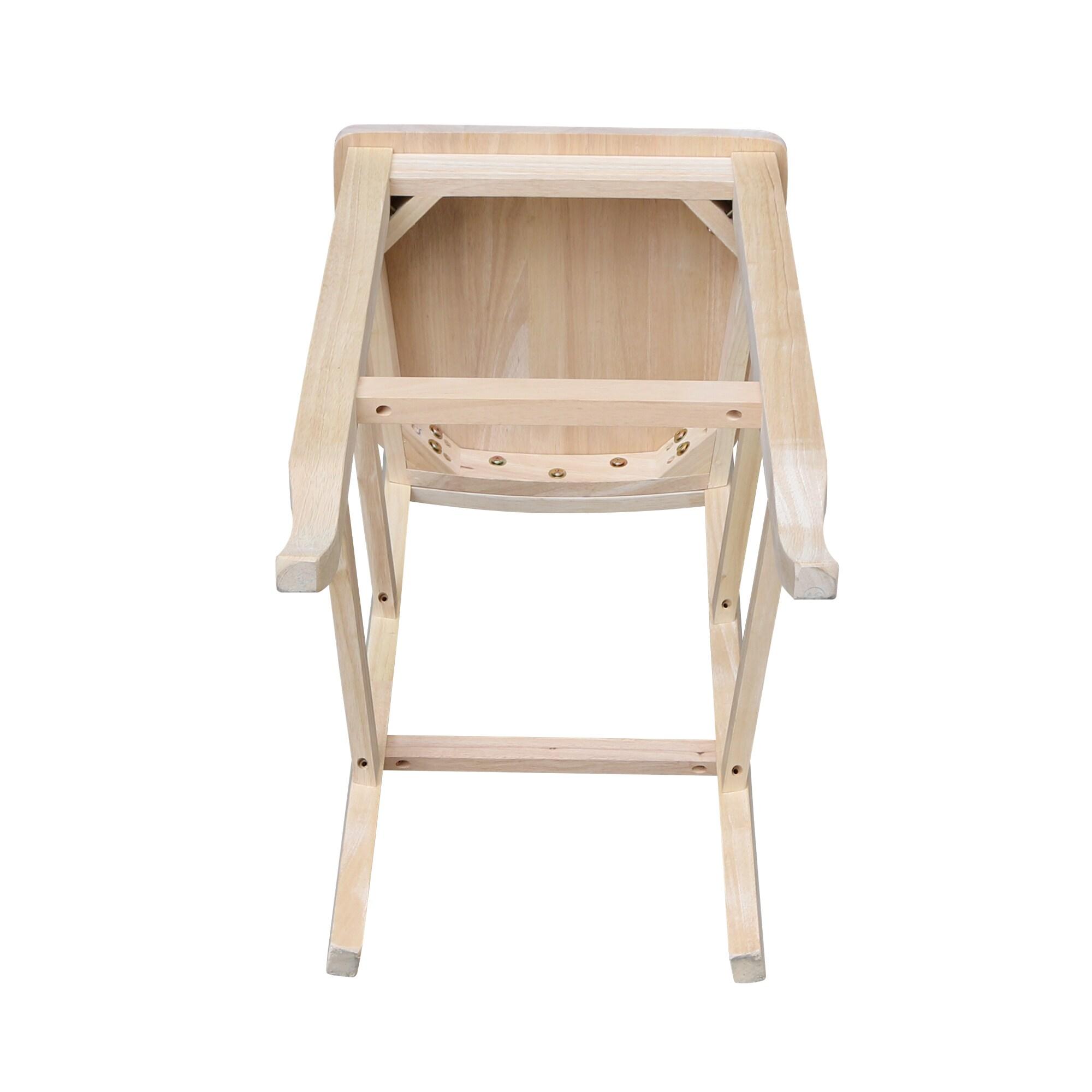 30" Double X-Back Counter Height Barstool Unfinished - International Concepts: Solid Wood, Armless