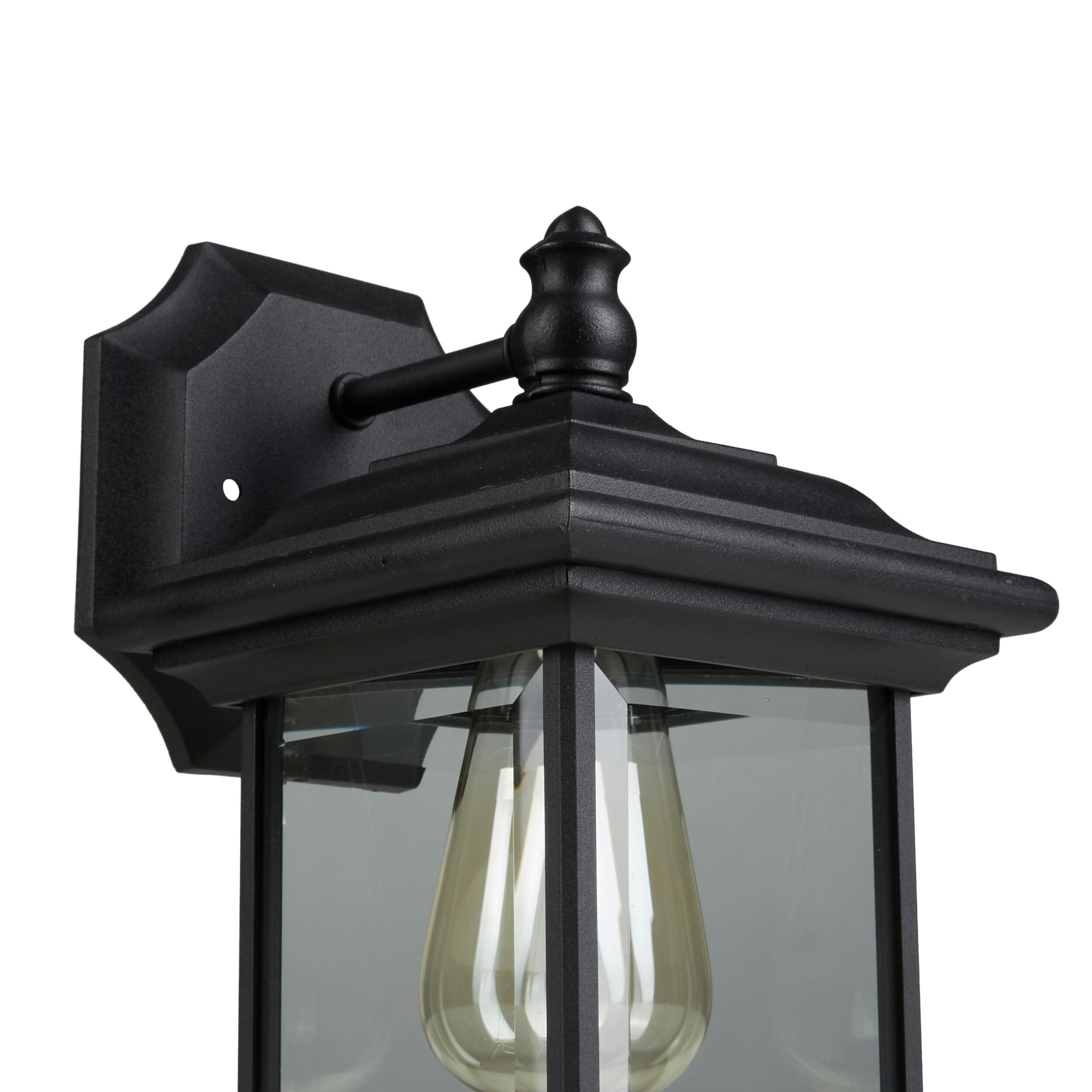 Sea Gull Lighting 85200-12 Wynfield One-Light Outdoor Wall Lantern with Clear Beveled Glass Panels, Black Finish