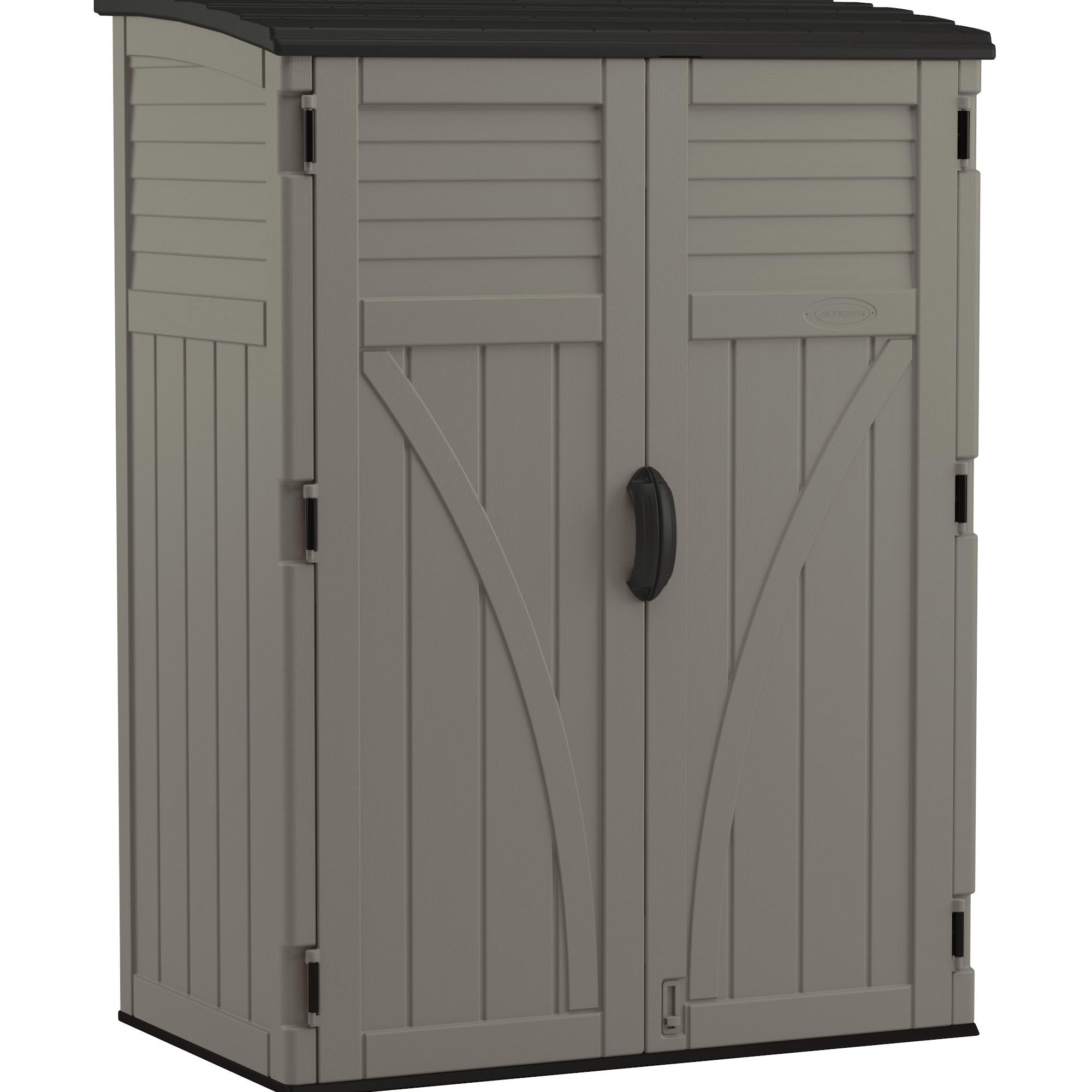Stoney Gray Resin Vertical Storage Shed with Shelving