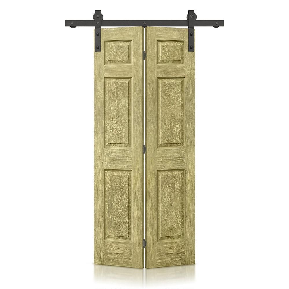 Paneled MDF Composite Bifold Barn Door with Installation Hardware Kit