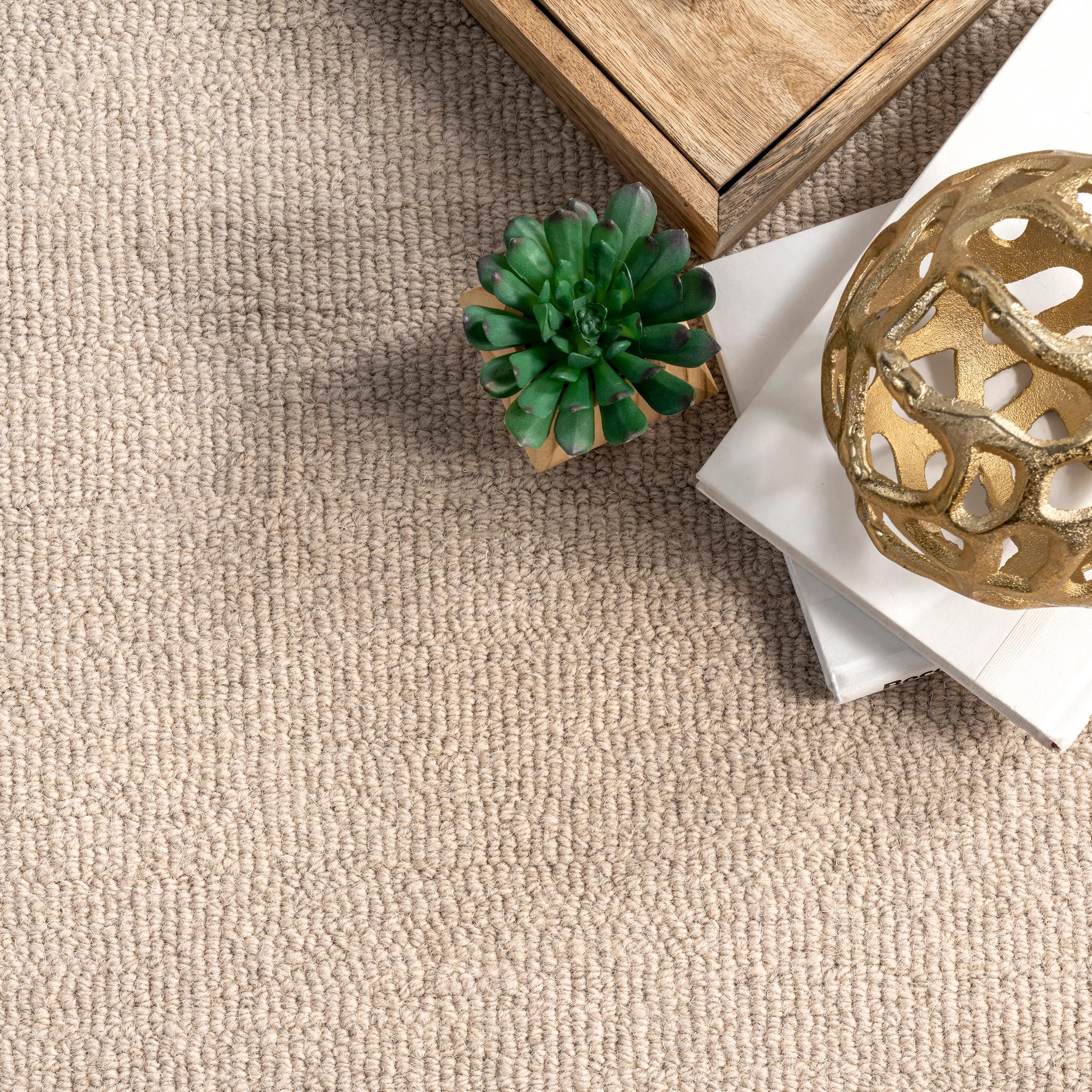 4'x6' Marianne Handmade Wool Border Area Rug Beige - nuLOOM: Solid Tufted Indoor Low Pile Rectangle Rug