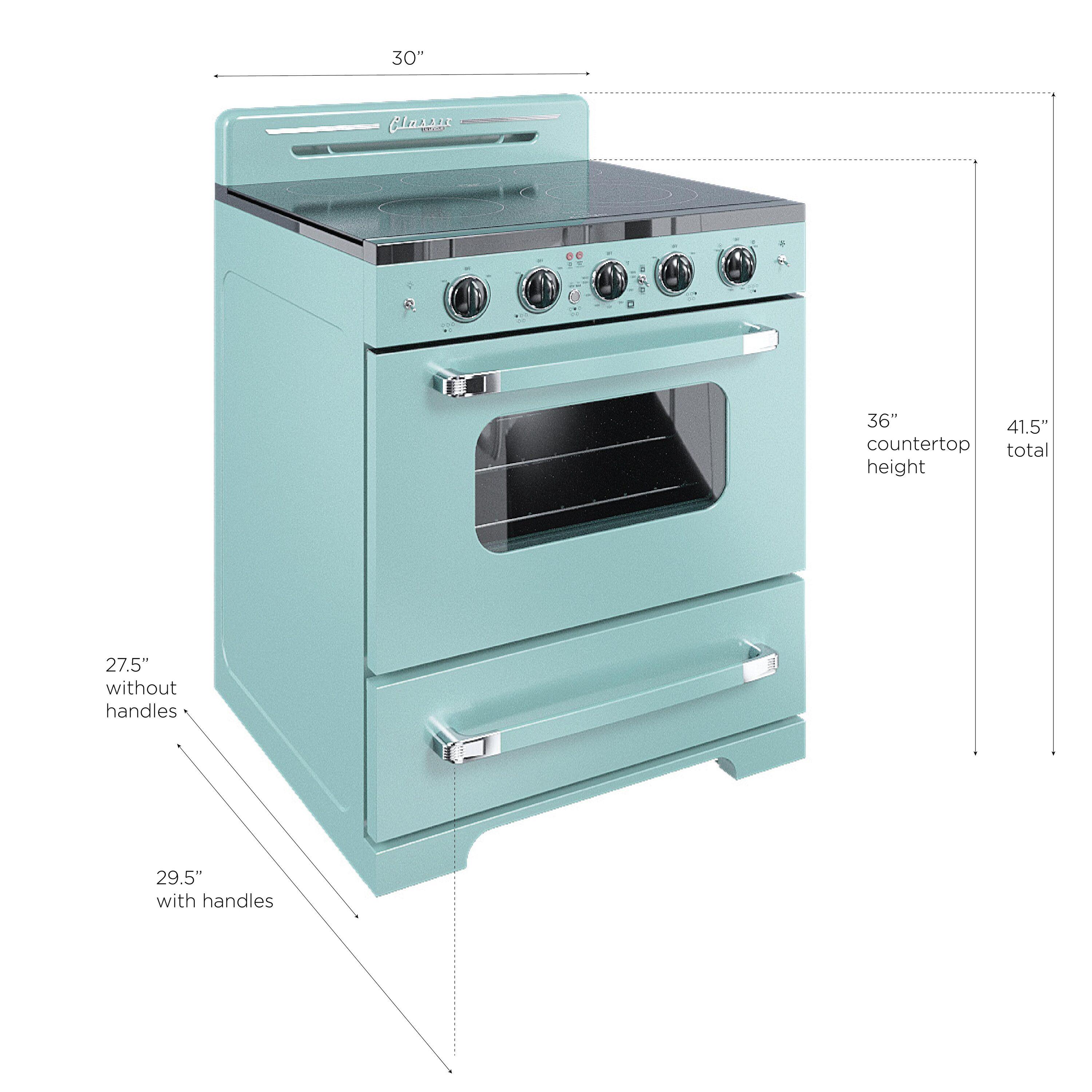 Unique Appliances Classic Retro 30" 5 Element 3.9 cu. ft. Freestanding Electric Glass Top Range with Convection Oven UGP-30CR EC T