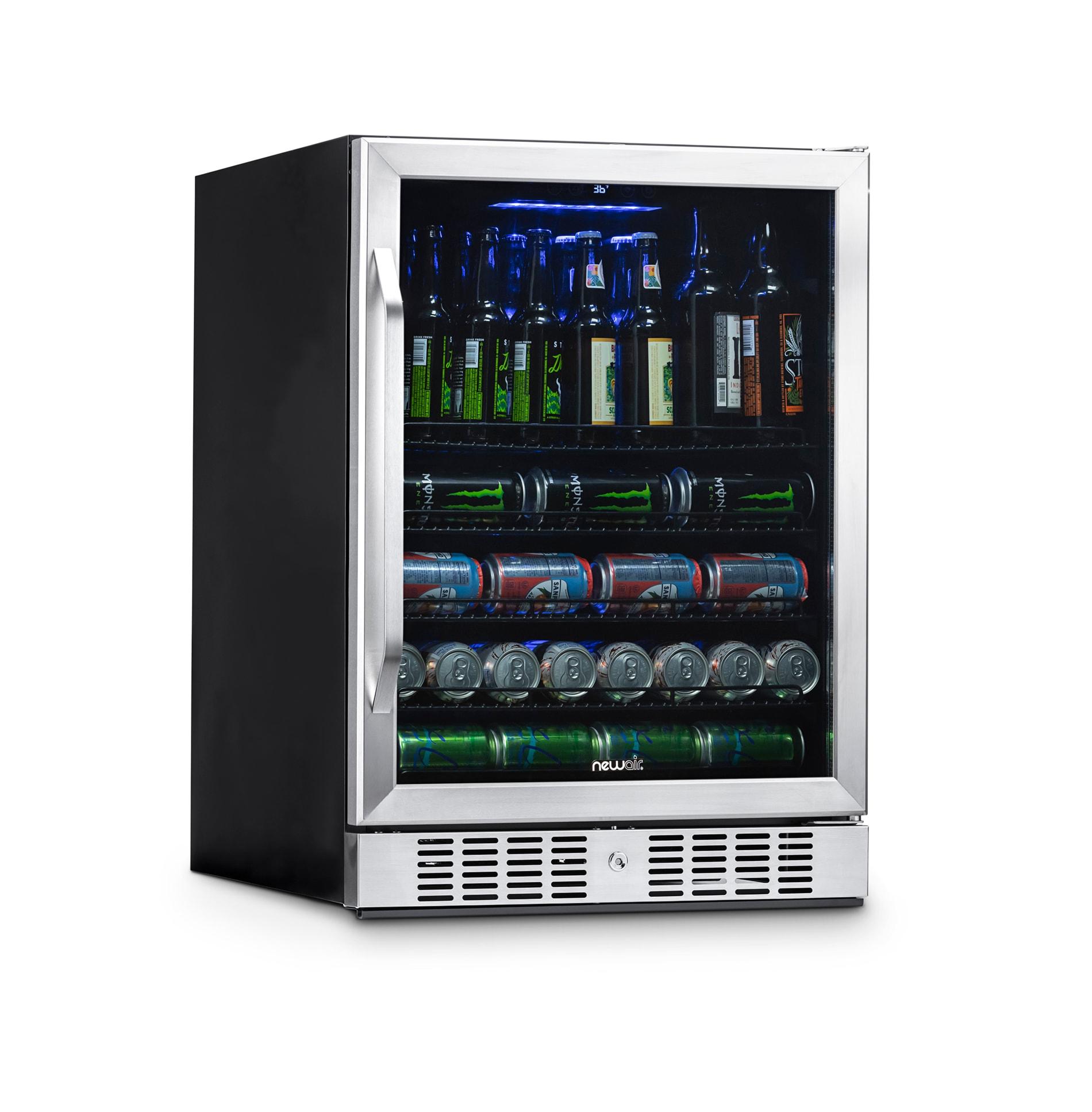 Newair 24” Built-in 177 Can Beverage Fridge in Stainless Steel with Precision Temperature Controls and Adjustable Shelves