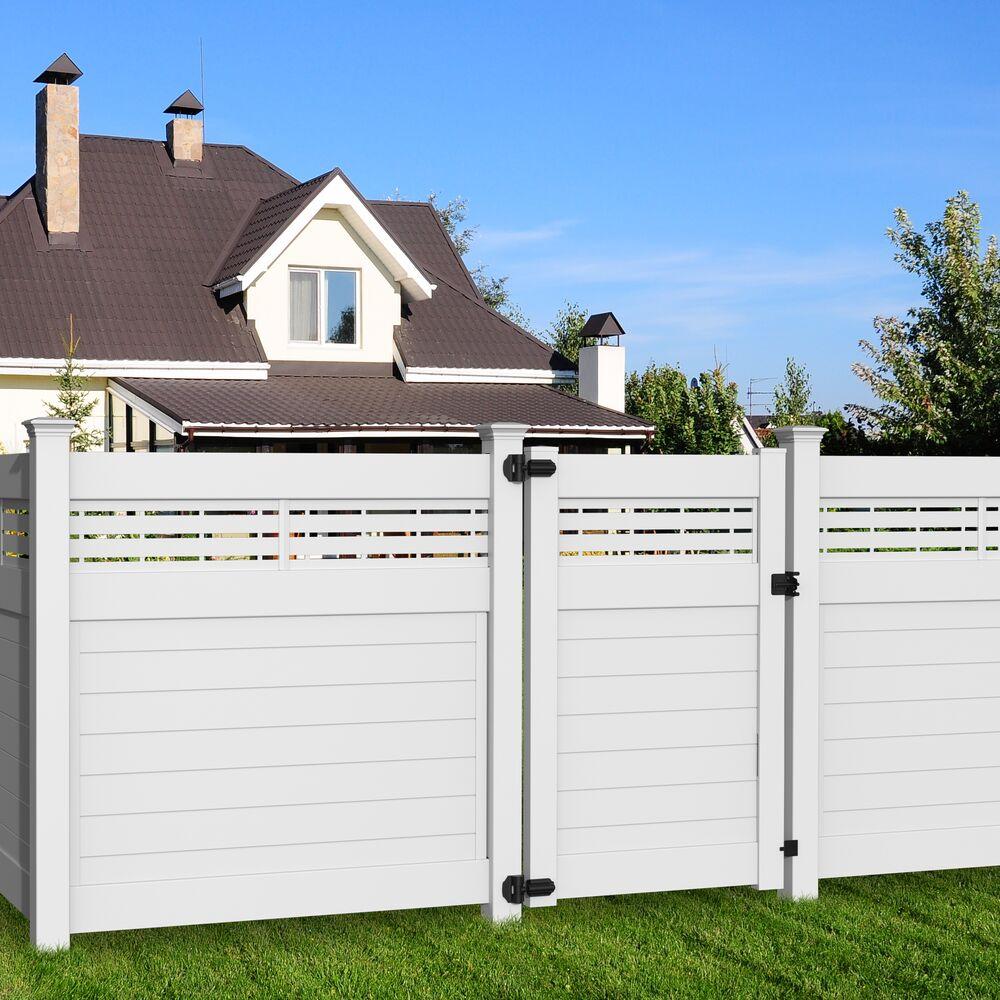 Barrette Outdoor Living Horizontal Fence Boardwalk White Vinyl Panel Kit