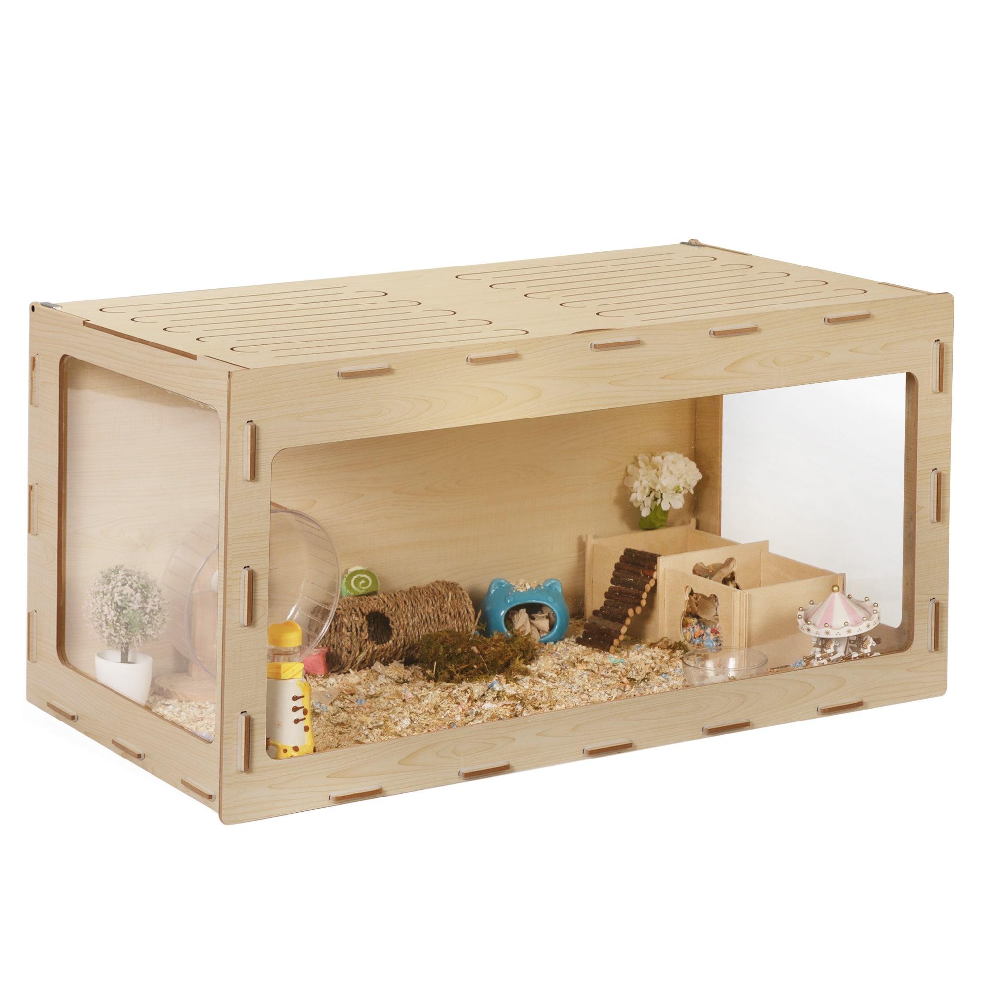 COZIWOW Large Wooden Hamster Cage,Habitat Shelter W/Acrylic Board,Flip Top