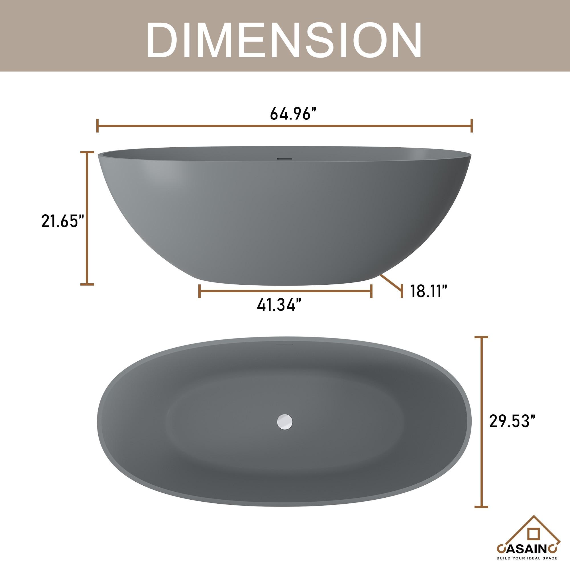 67'' x 33.5'' Freestanding Soaking Solid Surface Bathtub