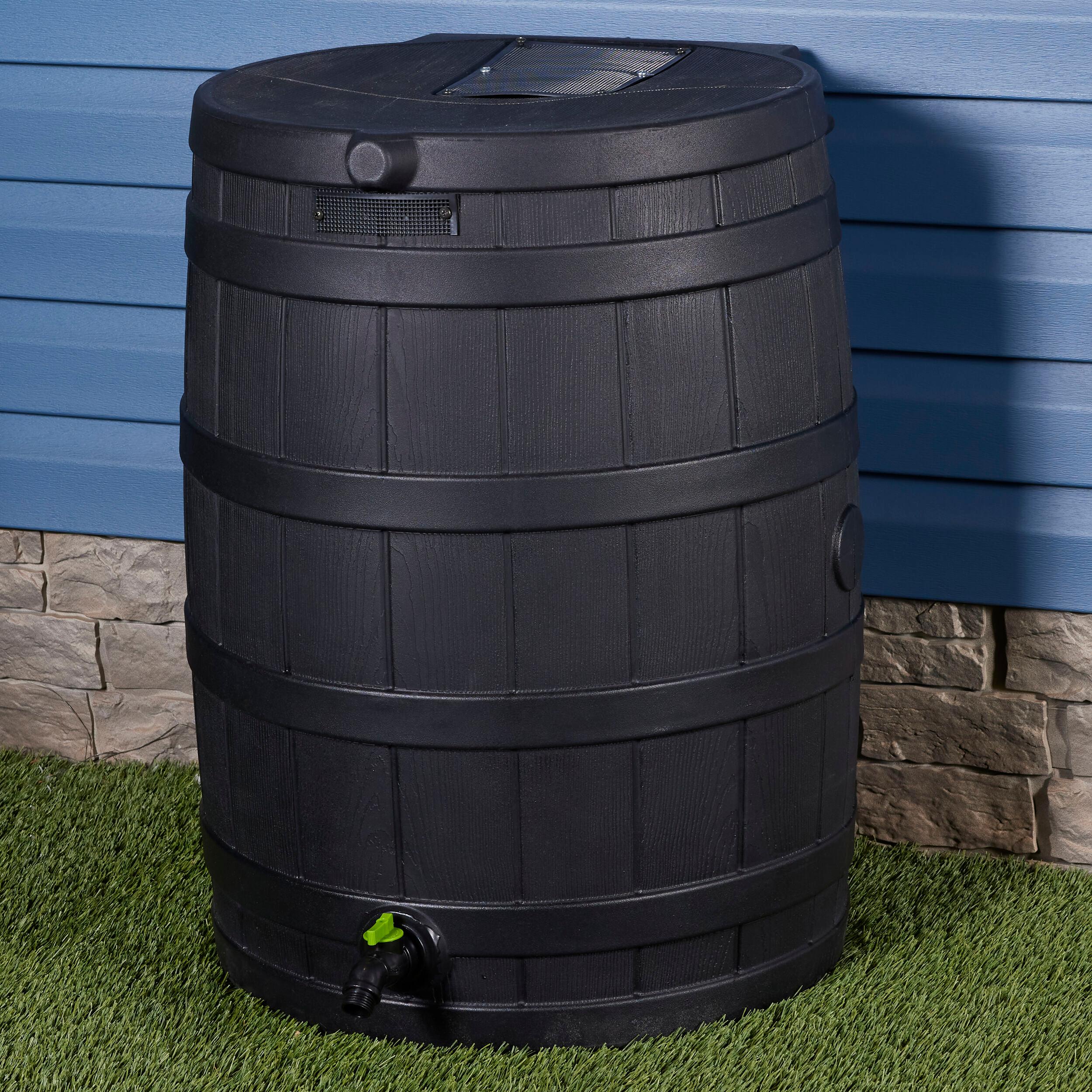 Good Ideas 50 Gallons Plastic Drainable Dual Overflow Rain Barrel